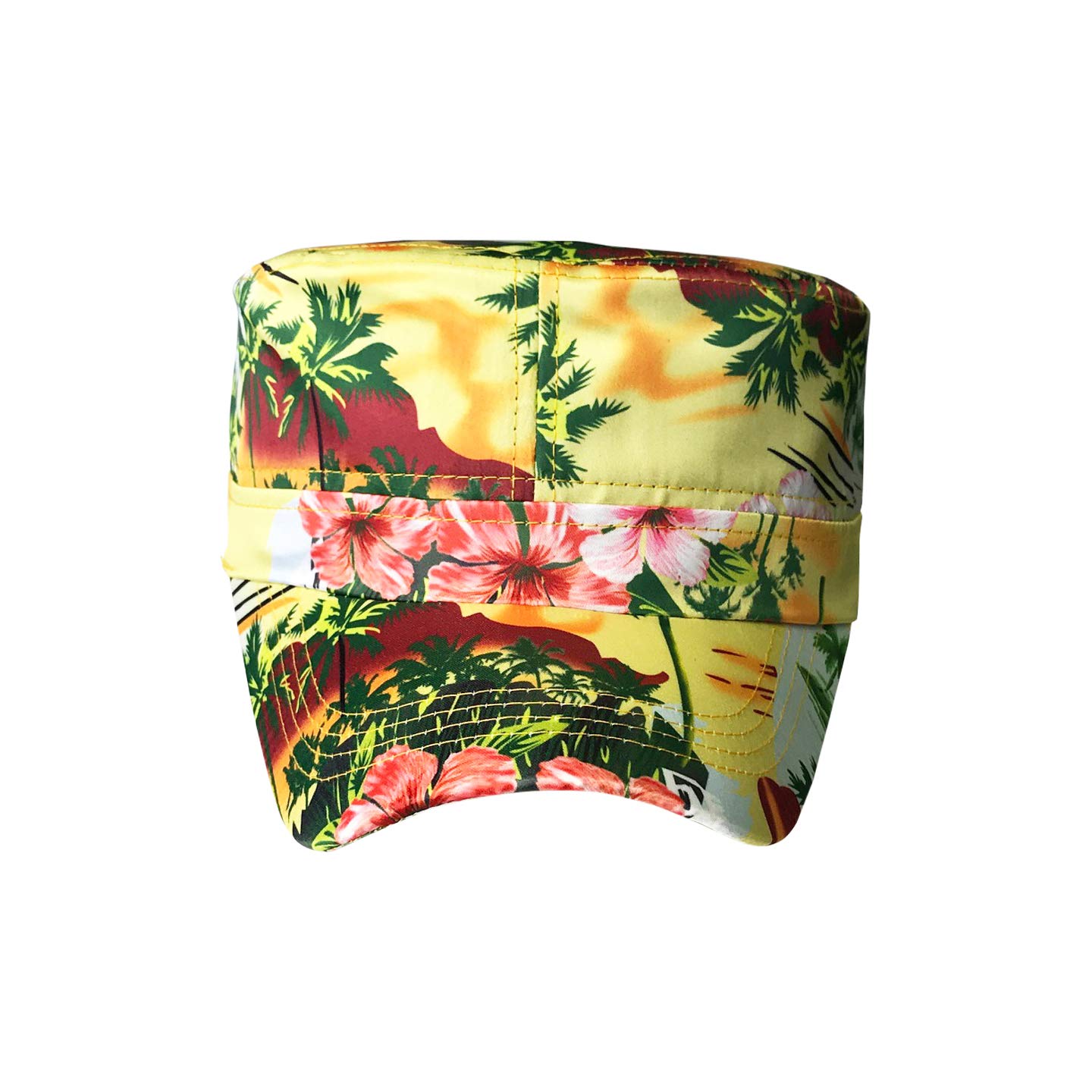 Hawaiian Cadet Hat for Men & Women - Tropical Floral Military Style Cap - Unisex Sun Hat for Beach, Vacation & Outdoor Activities