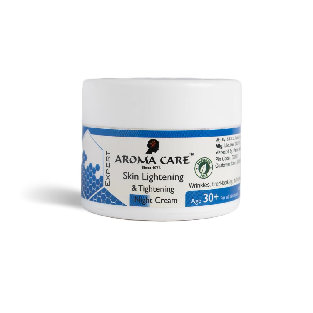 AROMA CARE Skin Lightening & Tightening Night Cream - Brightening & Anti-Aging Face Moisturizer for Dark Spots & Wrinkles | Perfect for Nighttime Skincare Routine & Hydration