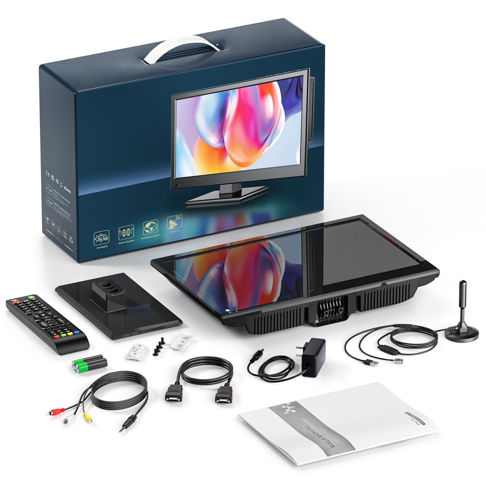 16.1 Inch TV DVD Combo - 1080P LCD Non-Smart TV for Kitchen, Bedroom, RV, Camper | Portable Small TV with Built-in DVD Player for Cooking, Kids Entertainment, Travel & Camping