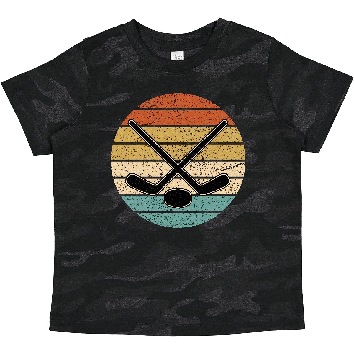 Inktastic Hockey Retro Sunset Baby T-Shirt - Cute Vintage Hockey Design Soft Cotton Tee for Toddlers - Perfect for Game Day, Sports Events & Casual Outings