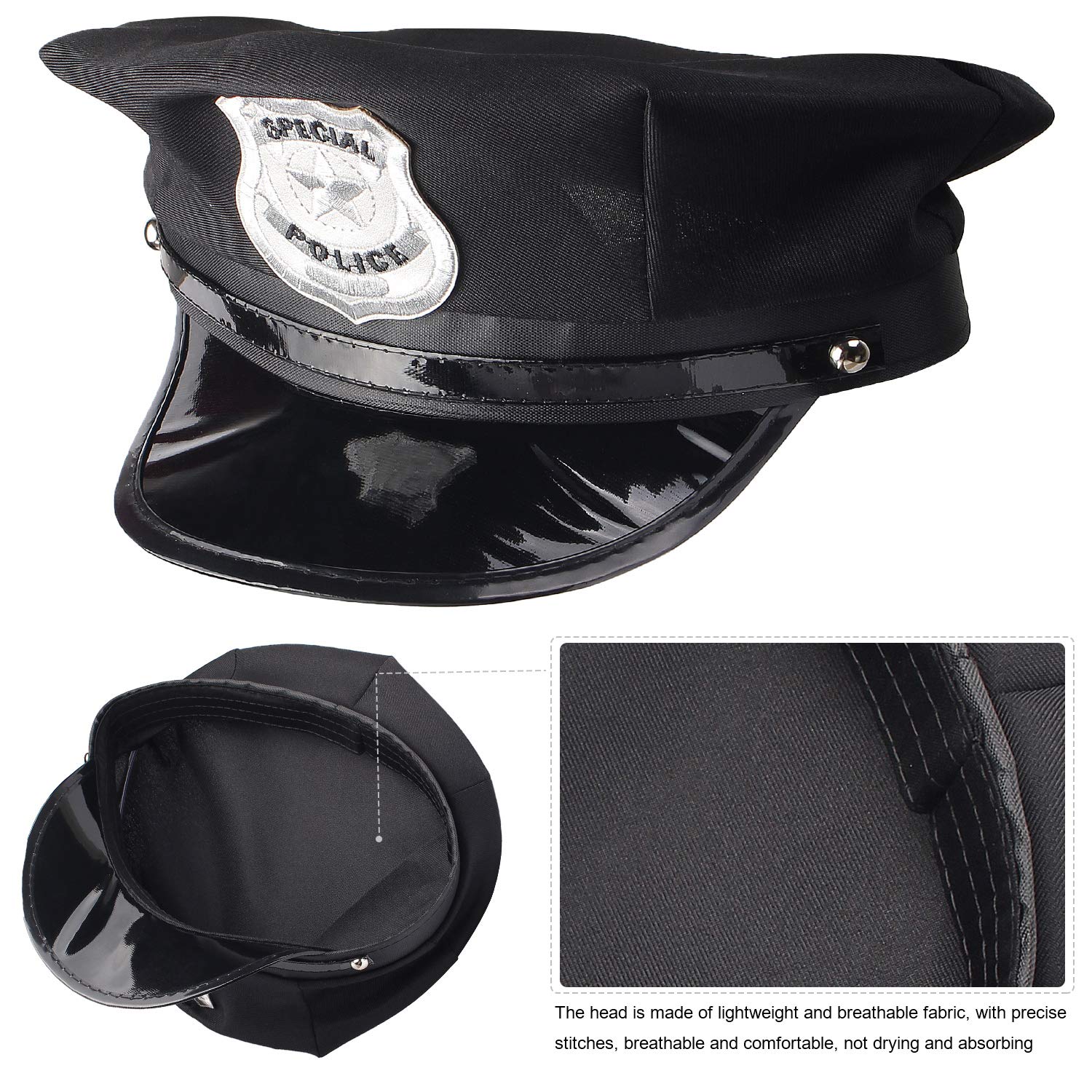 Beelittle Police Costume Set - Realistic Hat, Handcuffs, Walkie Talkie, Badge & Sunglasses for Kids Dress Up, Role Play & Halloween Costume Accessories
