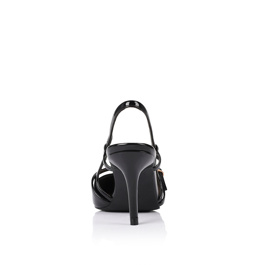 Leia Slingback Stilettos - Black Patent Leather High Heels for Women | Elegant Dress Shoes for Party, Wedding & Evening Events