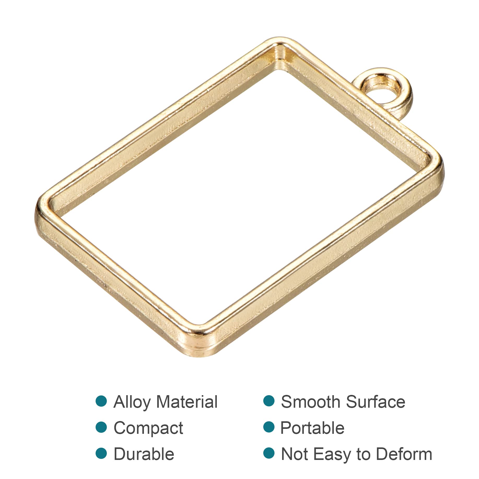 Meccanity 33x21mm Gold Tone Resin Pendant Frames - Rectangle Geometric Alloy Hollow Open Back Charms for DIY Jewelry Making (Pack of 30) | Perfect for Necklaces, Bracelets, Earrings & Craft Projects