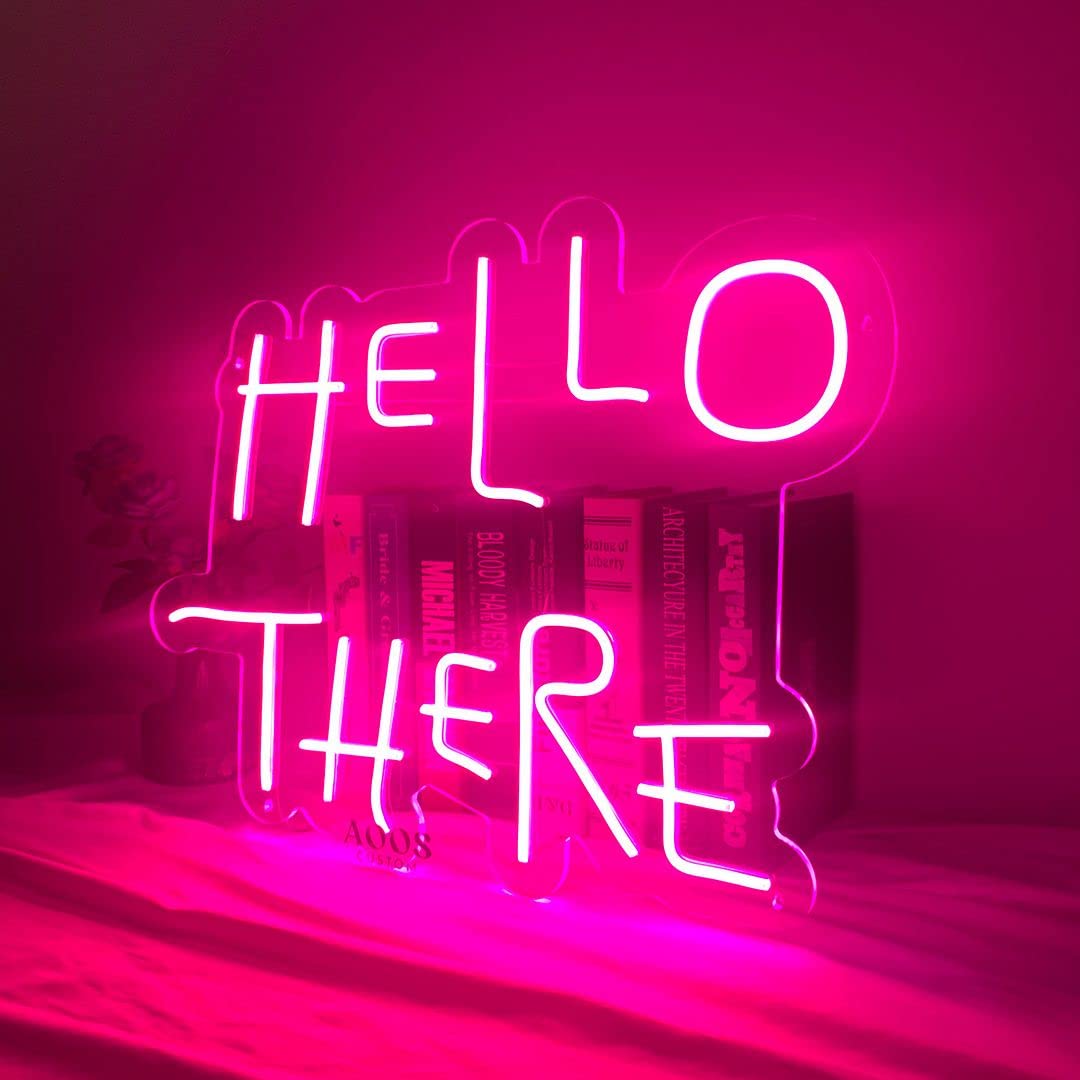 Custom Neon Signs for Room & Bedroom Decor - Aesthetic LED Wall Art for Home, Wedding, Party, Bathroom & Kitchen Lighting (Hello There Hell Here Design) - Perfect for Wall Decor, Bar Signs & Gift Ideas