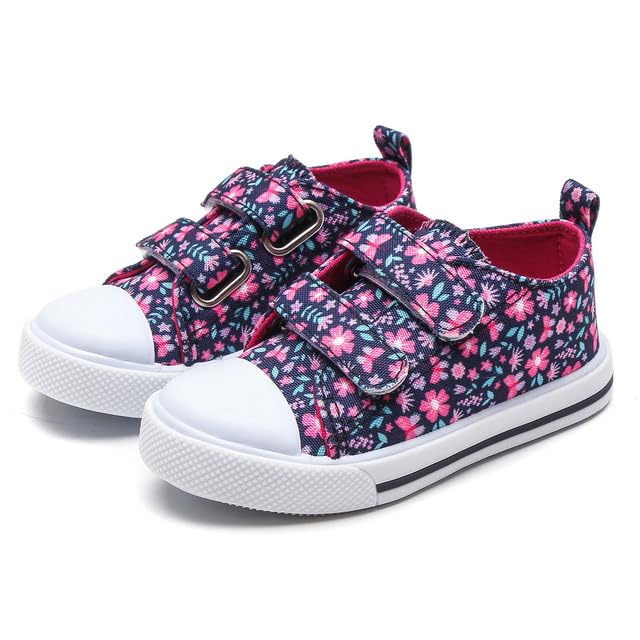 **Toddler Girls Canvas Sneakers - Cute Cartoon Hook & Loop Shoes for Kids - Perfect for Playtime, School & Everyday Wear**