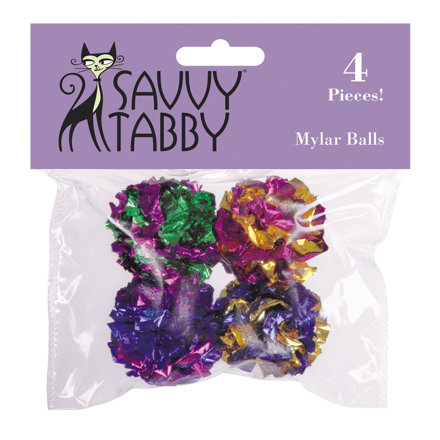 Colorful Mylar Balls Cat Toys - 4 Pack Crinkle Balls for Kittens & Adult Cats - Interactive Play, Exercise & Stress Relief - Perfect for Indoor Cats, Playtime & Training