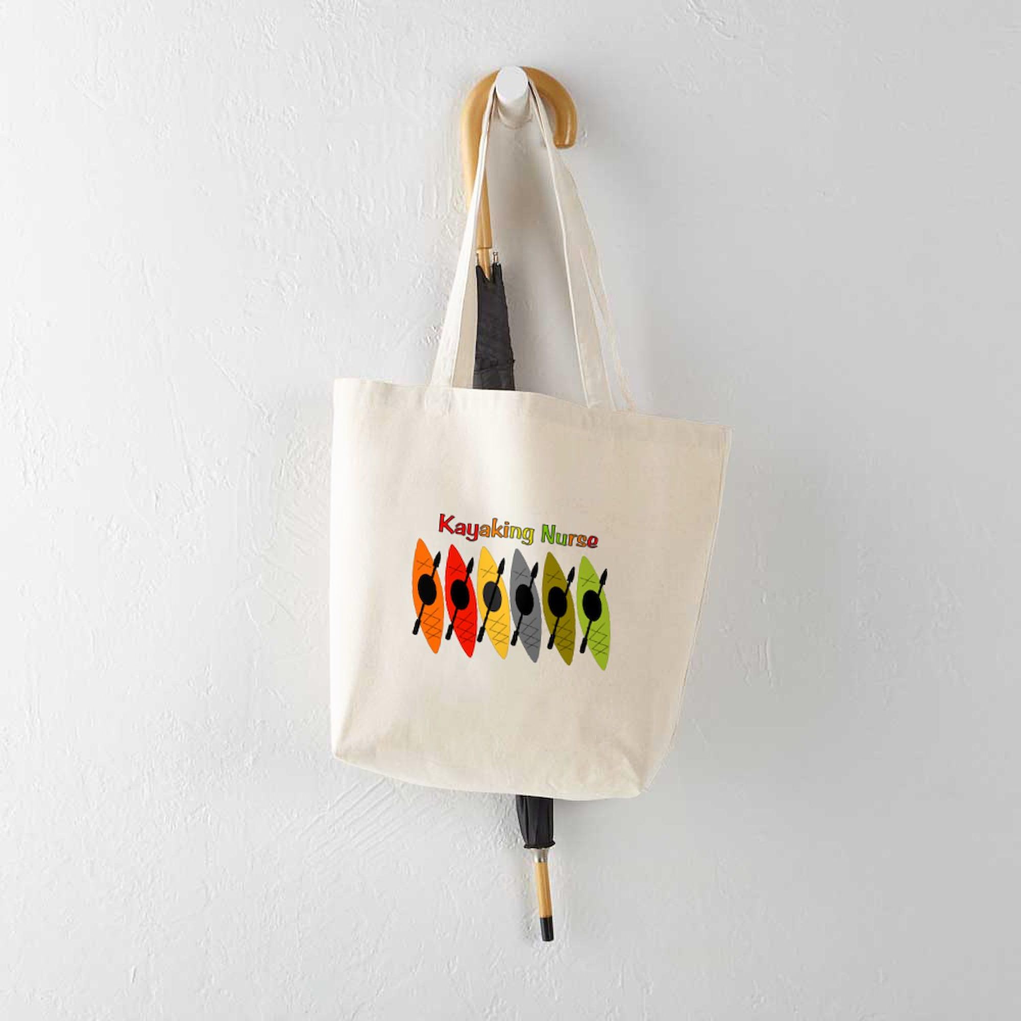 Kayaking Nurse Tote Bag - Natural Canvas Reusable Shopping Bag for Nurses, Medical Professionals & Outdoor Enthusiasts | Perfect for Work, Groceries & Beach Trips