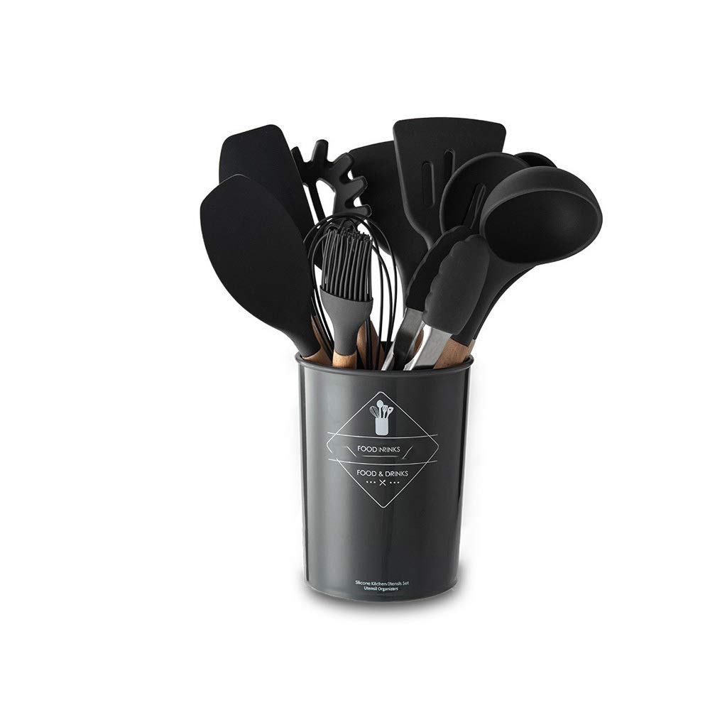 **WSSBK Wooden Handle Non-Stick Pan Spatula Set - High Heat Resistant Silicone Kitchen Utensils for Cooking, Frying & Baking - Perfect for Eggs, Pancakes, and Sauteing**