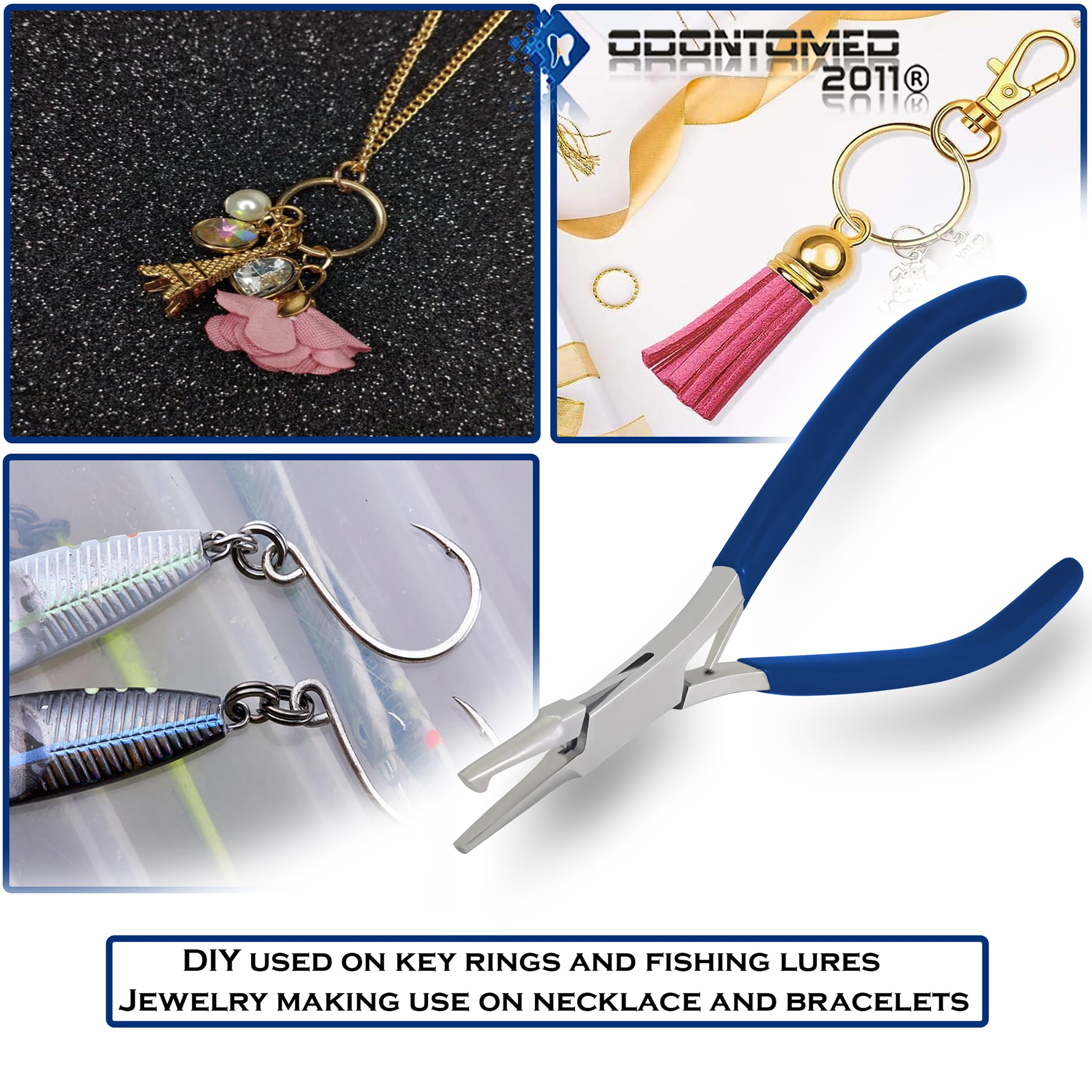 OdontoMed2011 Split Ring Opening Pliers - Jewelry Making Tool for Stone Setting, Beading & Wire Wrapping - Blue Handle (Perfect for DIY Jewelry Crafting and Professional Jewelers)