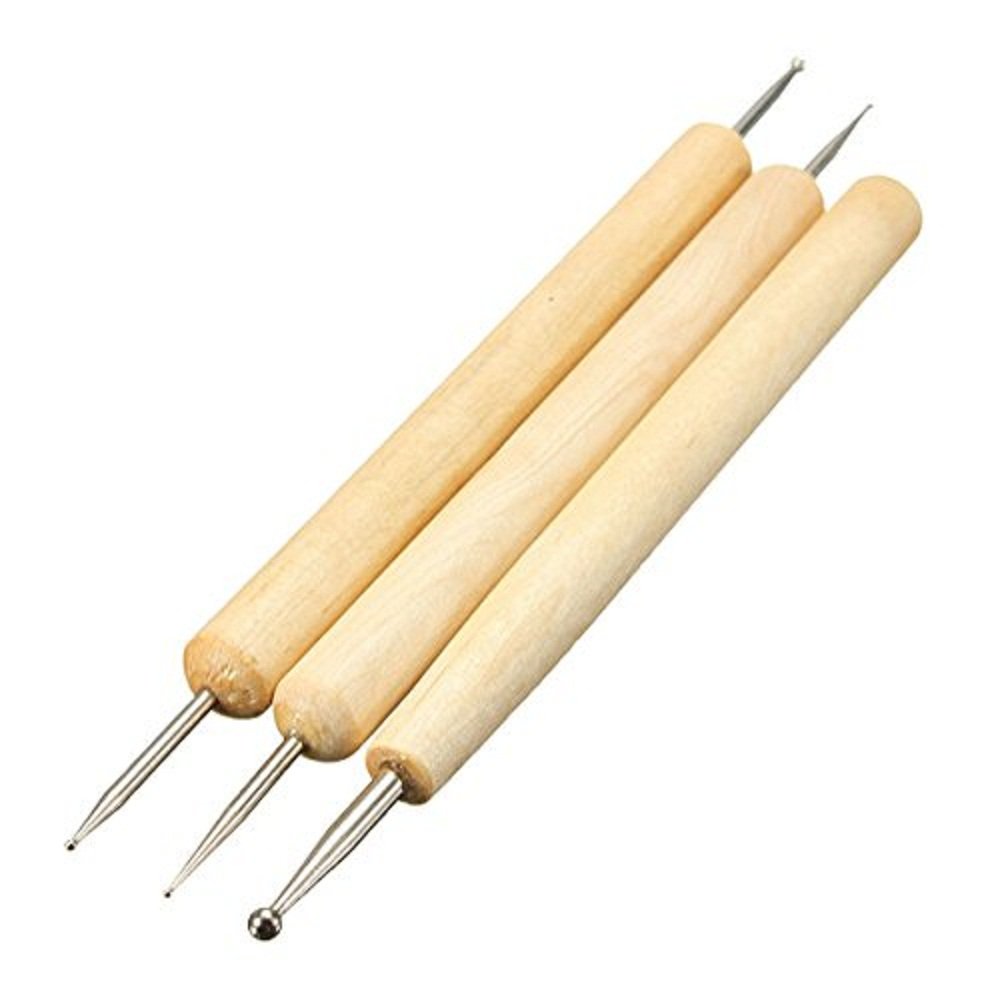 COMIART 3-Piece Wooden Ball Stylus Tool Set for Embossing, Clay Sculpting, Wax & Polymer Crafts - Perfect for DIY Art, Ceramics, Jewelry Making & Nail Art Designs