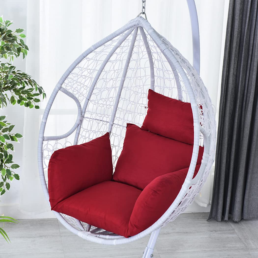 **Outdoor Hanging Basket Chair Cushion - Soft Deep Seat Pad for Egg Chair, Swing, or Lounge Chair - Comfortable Red Cushion (Stand Not Included) - Perfect for Patio, Garden, or Balcony Relaxation**