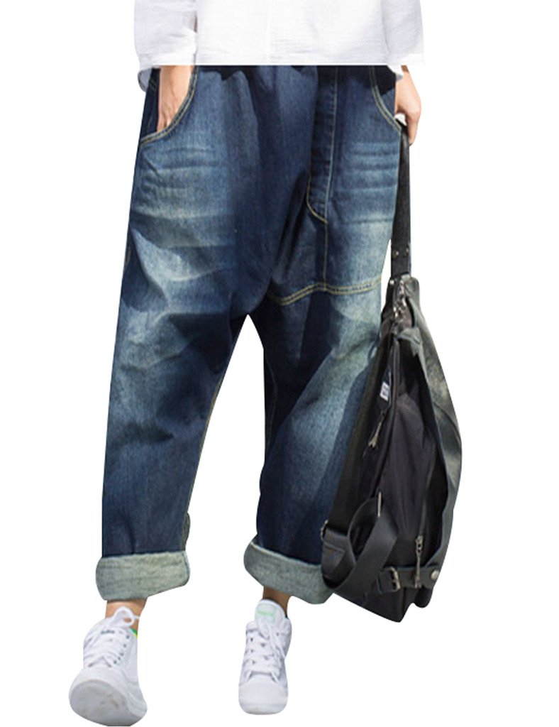 **Yolee Women's High Waist Harem Pants - Loose Fit Big Crotch & Ripped Design for Casual Wear, Yoga, and Lounge Comfort**