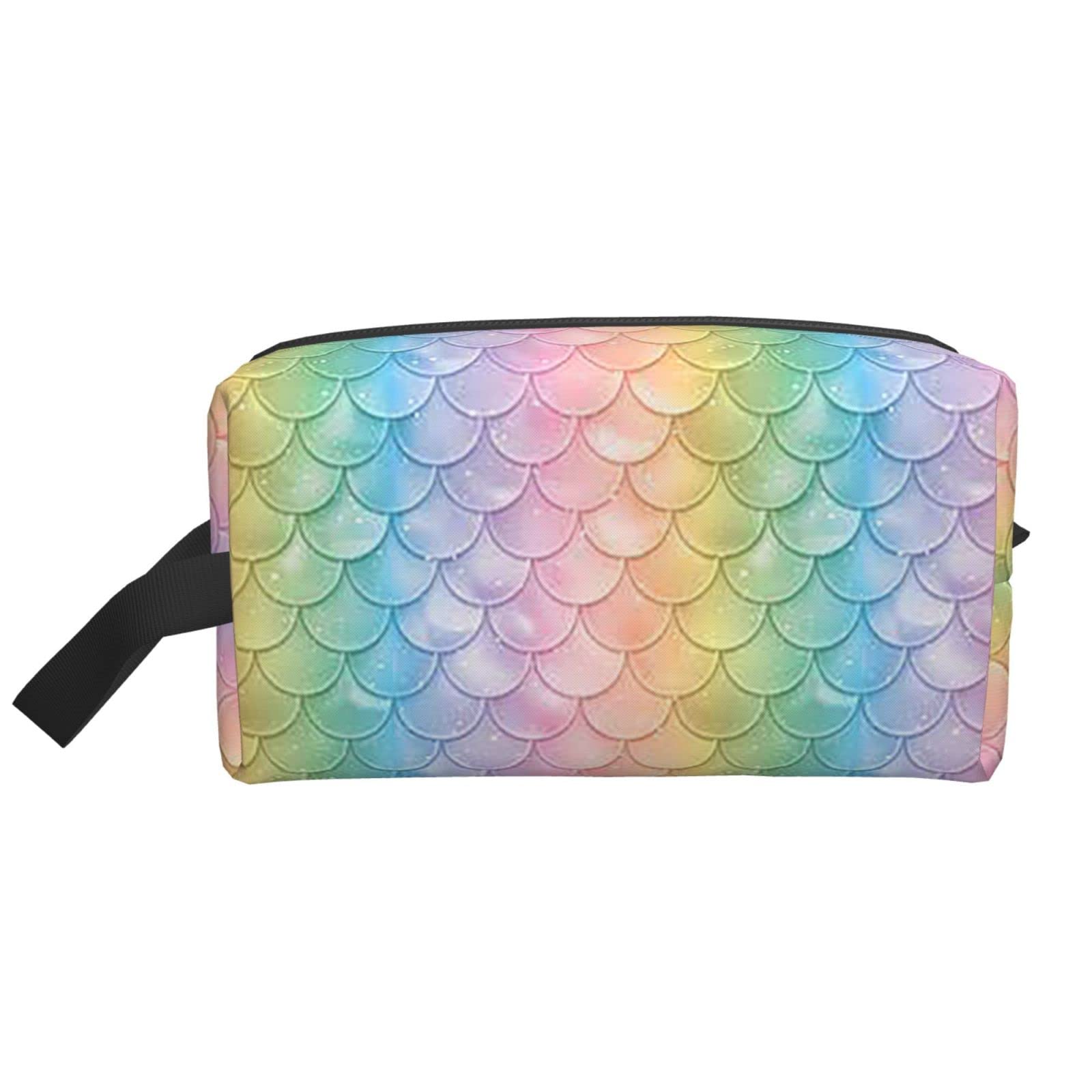 Waterproof Mermaid Cosmetic Bag for Women - Large Makeup Organizer Travel Toiletry Bag with Zipper Pouch - Perfect for Travel, Beach, Gym & Daily Use