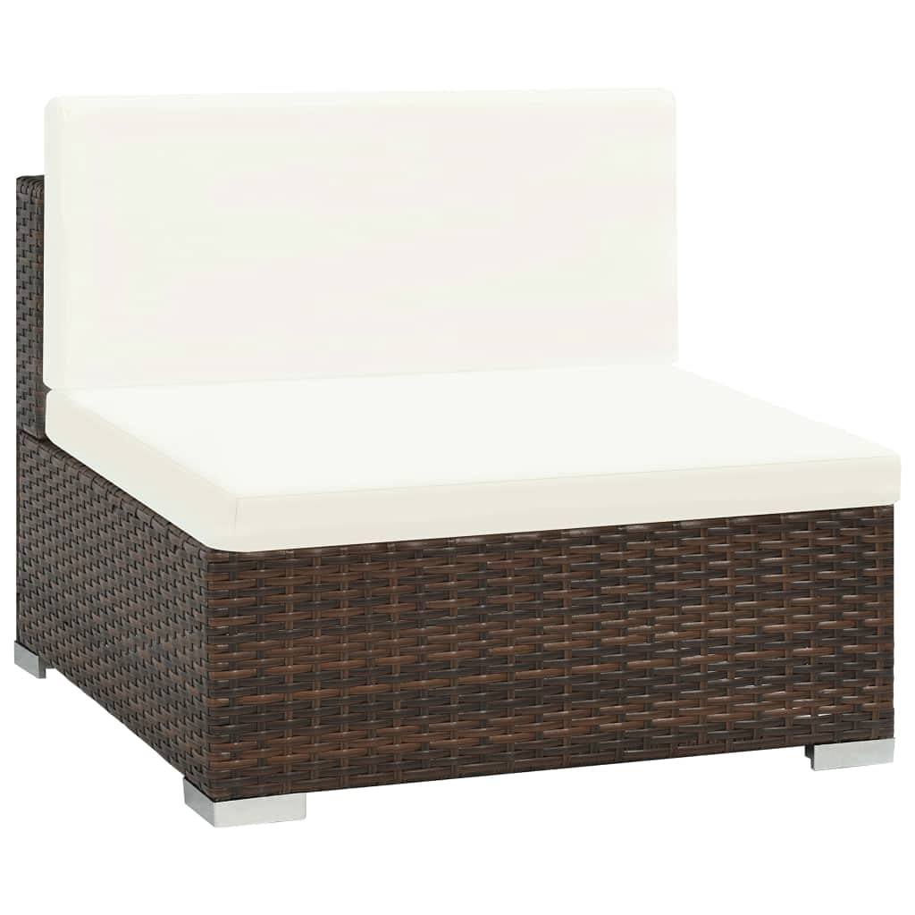 8-Piece Brown Poly Rattan Garden Lounge Set with Cushions - Outdoor Patio Sectional Sofa & Wicker Furniture for Backyard, Poolside or Terrace Relaxation