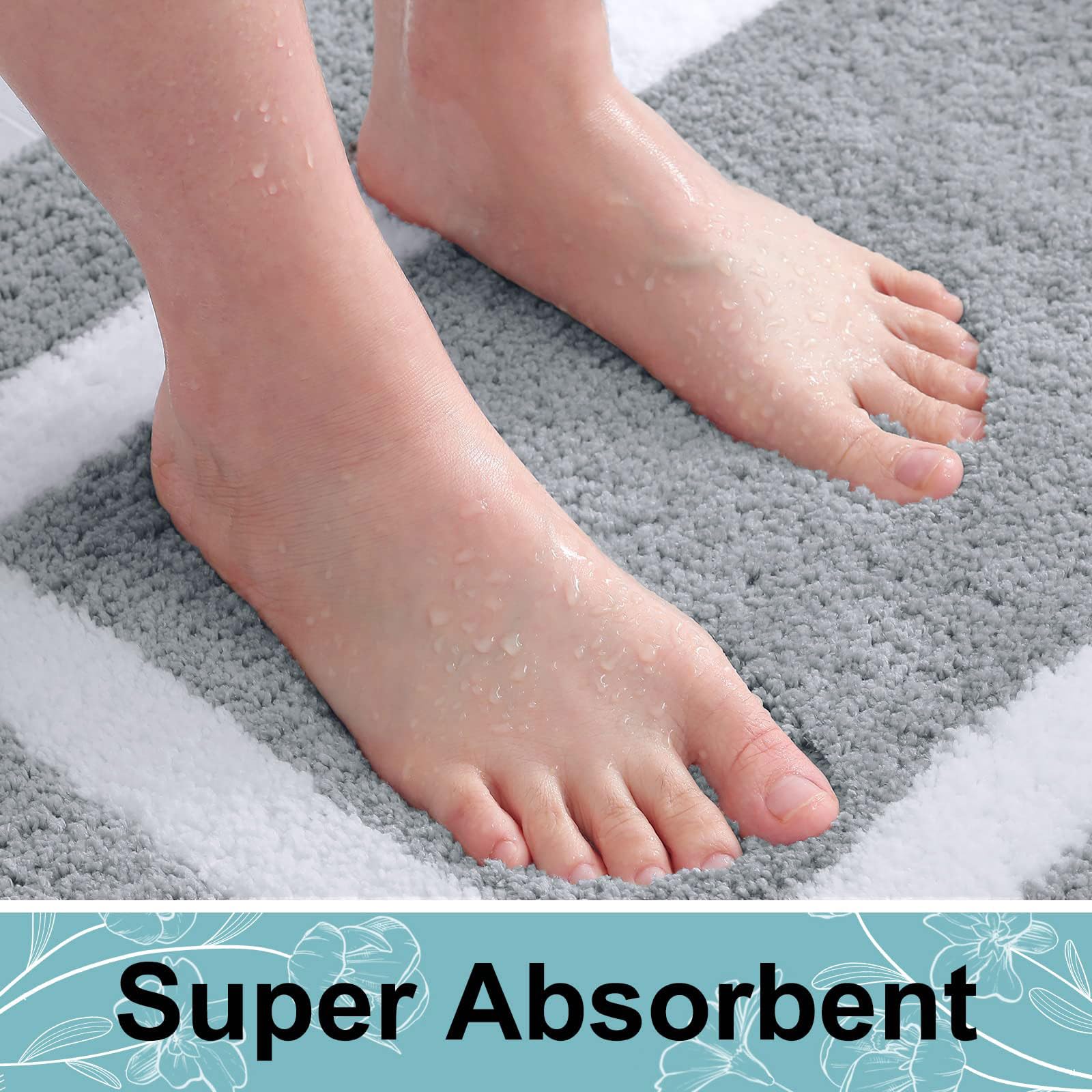 Luxury Super Soft Bathroom Rug Mat - Ultra Absorbent Microfiber Non-Slip Shaggy Bath Carpet - Machine Washable Plush Bath Mat for Bathroom Floor, Tub & Shower - 16x24 Inches Grey - Perfect for Spa-Like Bathroom Decor & Cozy Home Comfort