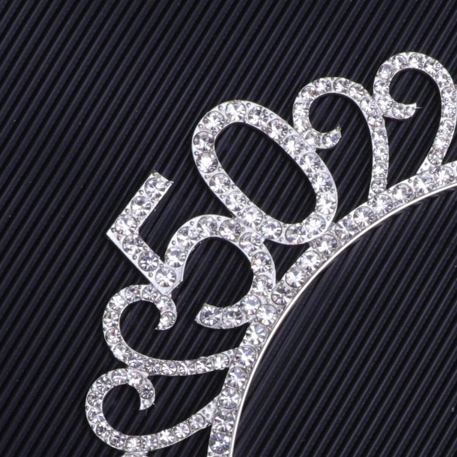Auoeer Crystal 50th Birthday Tiara Crown for Women - Elegant Queen Headband Hair Accessory for Birthday Parties & Special Occasions (Size 2)