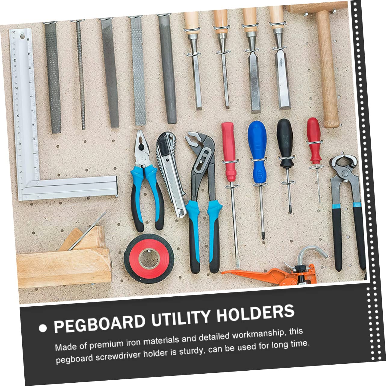 WHAMVOX 5-Pack Heavy Duty Pegboard Screwdriver Holders - Double Tool Organizer for Garage Storage & Workshop Organization | Durable Screwdriver Racks for Efficient Tool Management | Perfect for DIY Projects, Home Repair & Professional Workshops