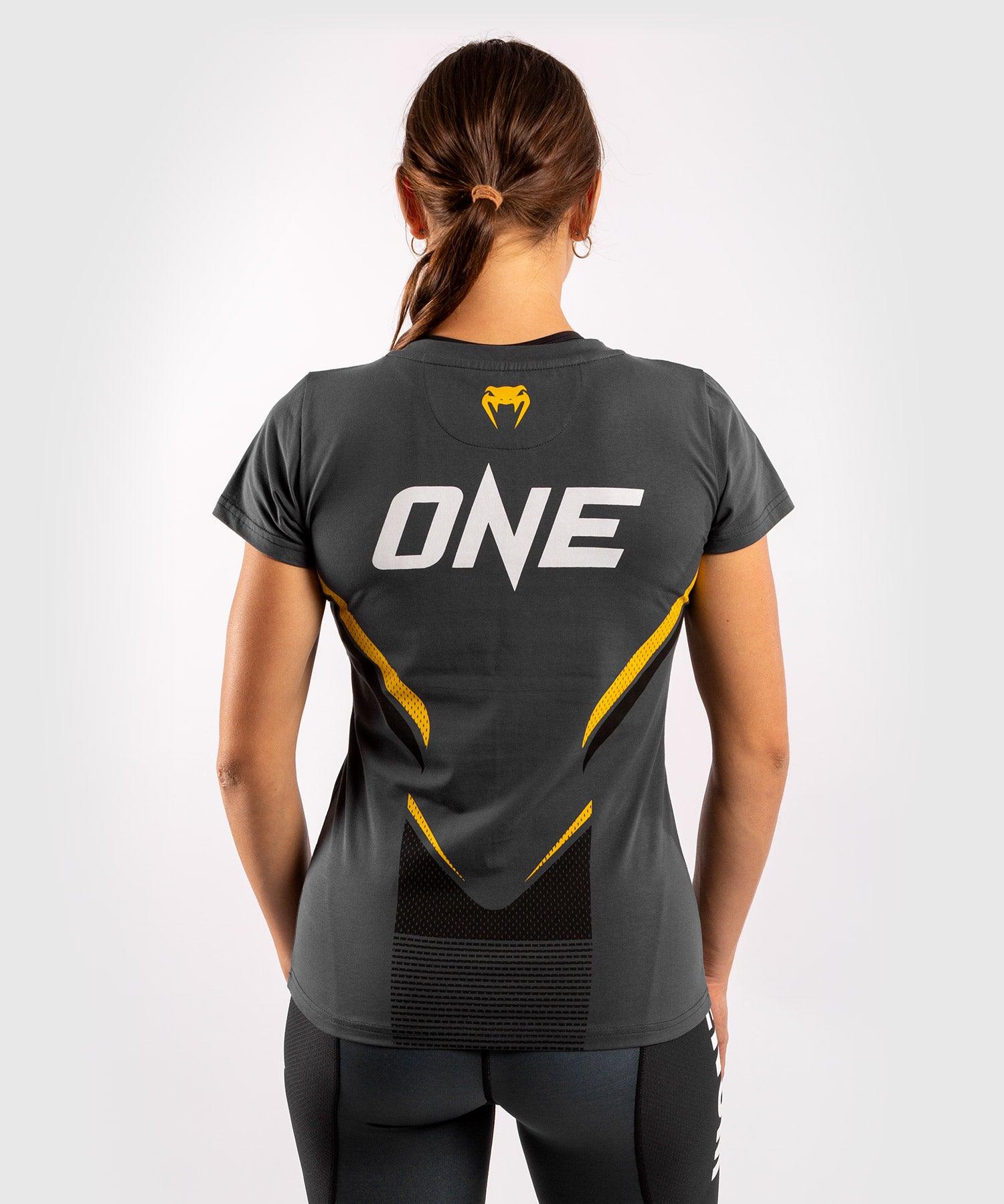Venum ONE FC Impact T-Shirt for Women - Grey & Yellow | MMA Training, Workout & Streetwear Fashion