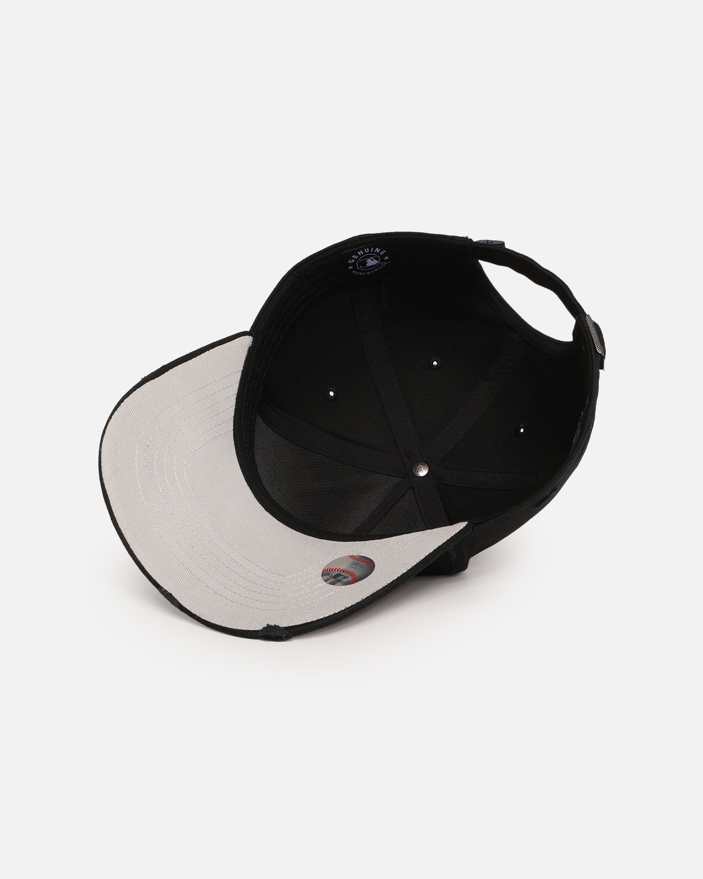 47 Brand Chicago White Sox 'Destruct Gothic Visor' 47 Offside Strapback Snapback Hat - Black/Black Adjustable Baseball Cap for Men & Women - Perfect for Sports Fans, Game Day, and Casual Wear