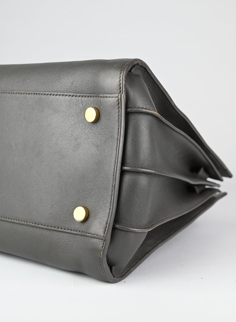 Saint Laurent Sac de Jour Medium Grey Leather Handbag - Luxury Tote Bag for Women, Work & Travel