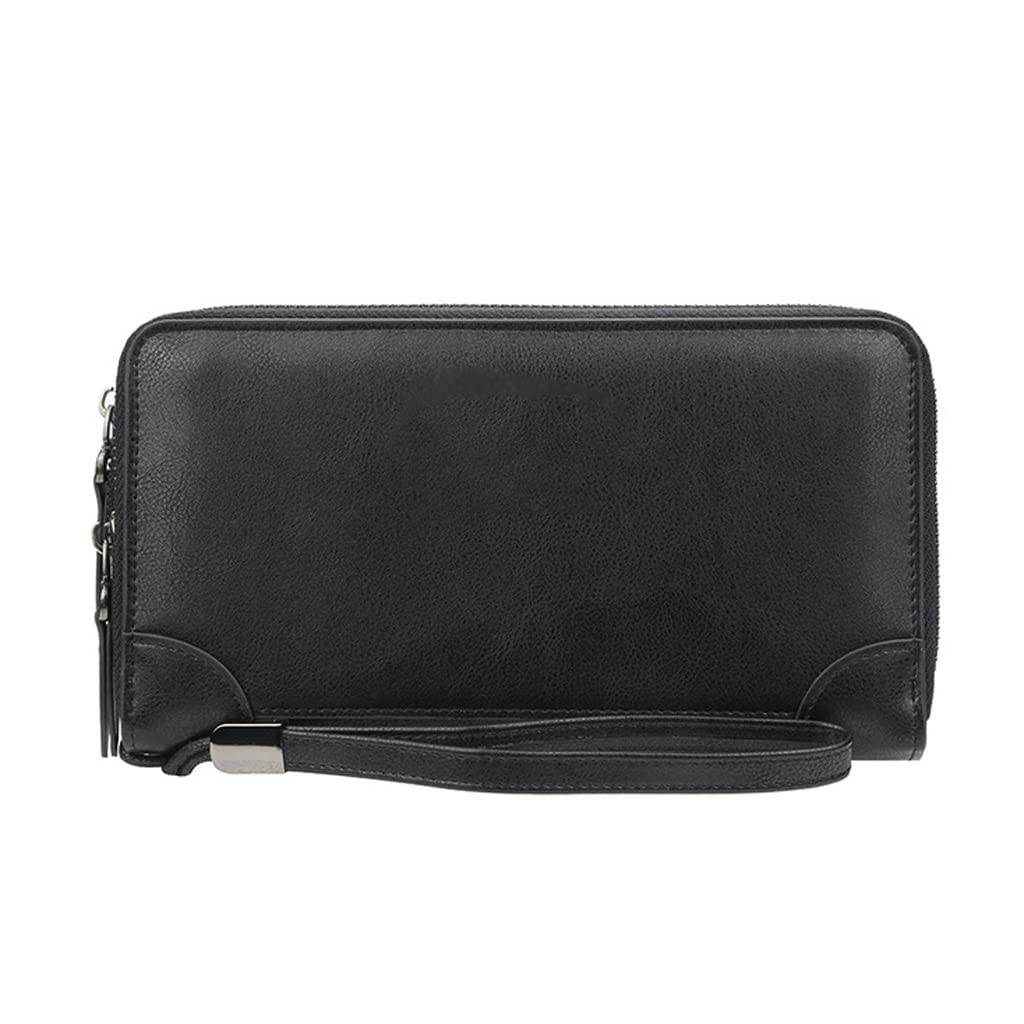 Premium Men's Zipper Wallet - Large Capacity PU Leather Business Wallet for Men - Slim RFID Blocking Bifold Wallet - Ideal for Travel, Work & Everyday Use (Color: A, Size: One Size)