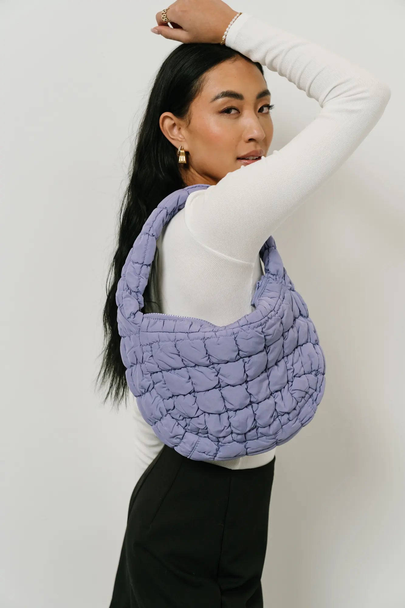 Julia Quilted Crossbody Bag in Lavender - Stylish Women's Purse for Everyday Use, Work & Date Night