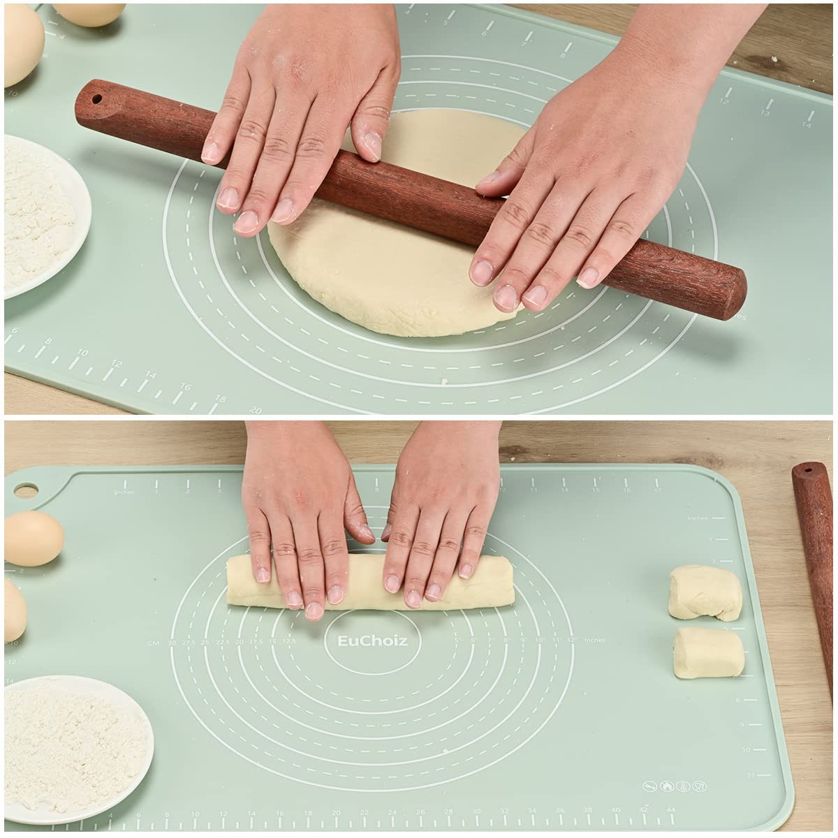 Non-Stick Silicone Baking Mat 24x16 Inches - Extra Thick Food Grade Pastry Mat with Raised Edges for Dough Rolling, Cookie Baking & Cake Decorating - Perfect for Home Bakers & Professional Kitchens