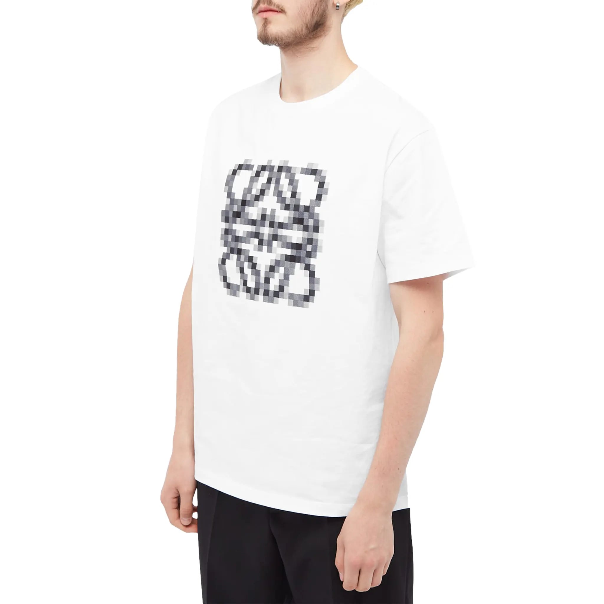 Loewe Anagram Pixelated White T-Shirt for Men - Stylish Casual Tee for Everyday Wear, Street Fashion & Outfits