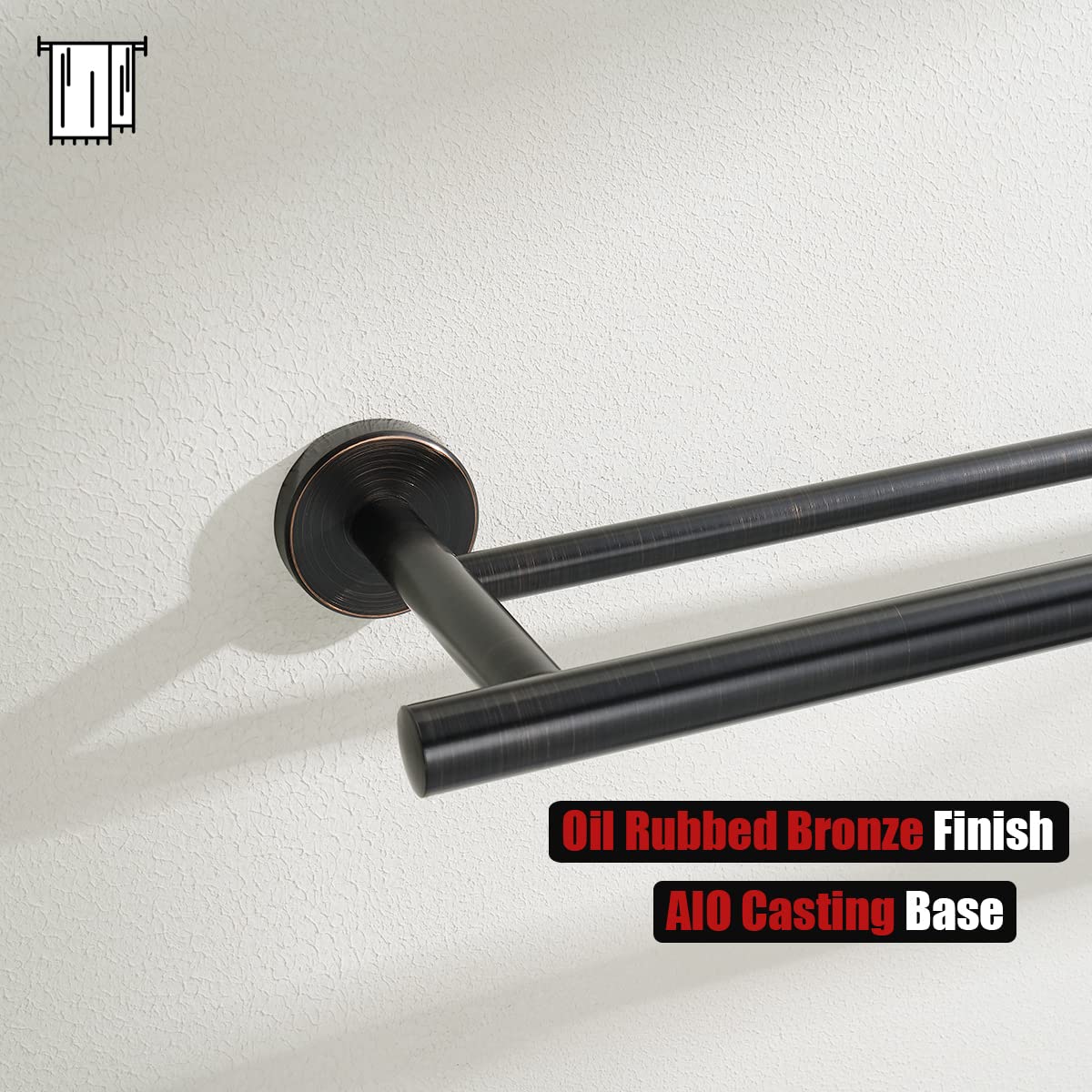 JQK 36 Inch Double Bath Towel Bar - Oil Rubbed Bronze 304 Stainless Steel Towel Rack (1mm Thick) - Wall Mounted Bathroom Towel Holder (39