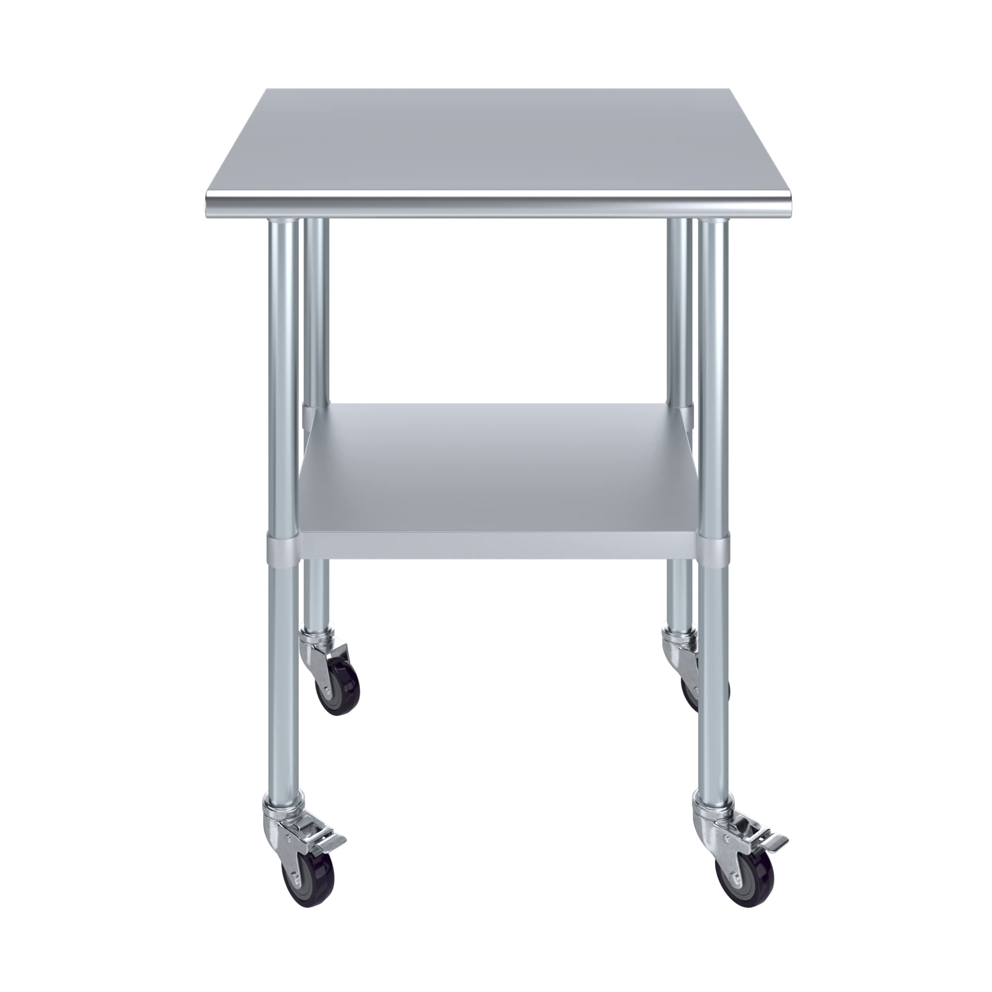 AmGood 24x30 Inch Stainless Steel Work Table with Wheels - NSF Certified Commercial Kitchen Prep Table for Restaurants, Food Trucks & Home Use