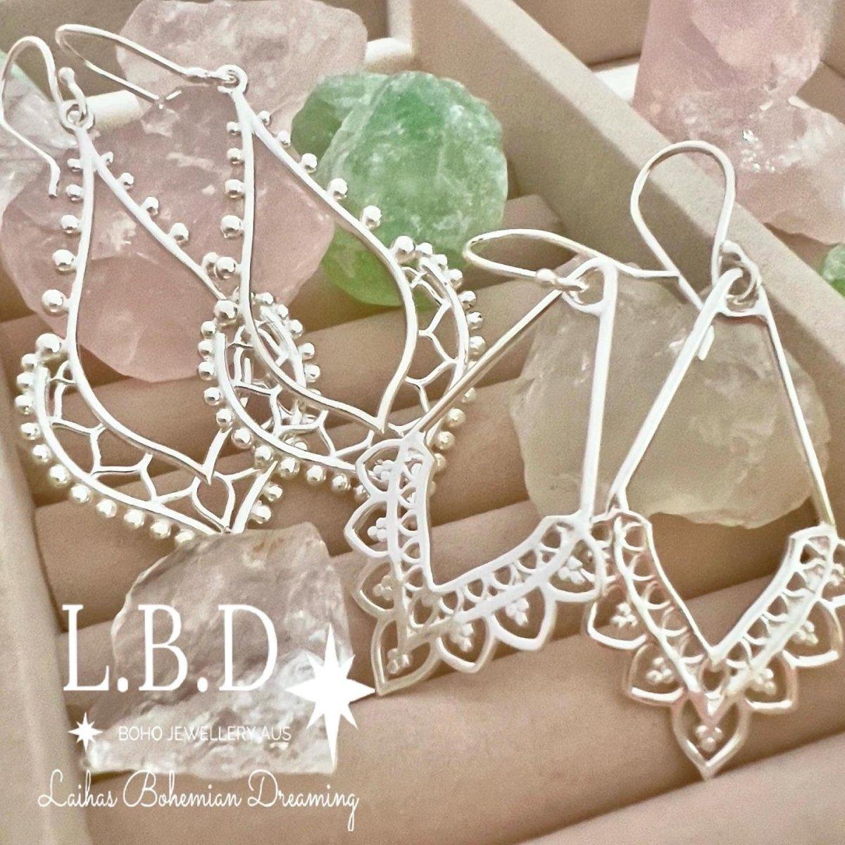 Laihas Prestige Maisie Sterling Silver Boho Earrings for Women – Handmade Dangle Earrings for Boho Chic Style, Everyday Wear & Special Occasions