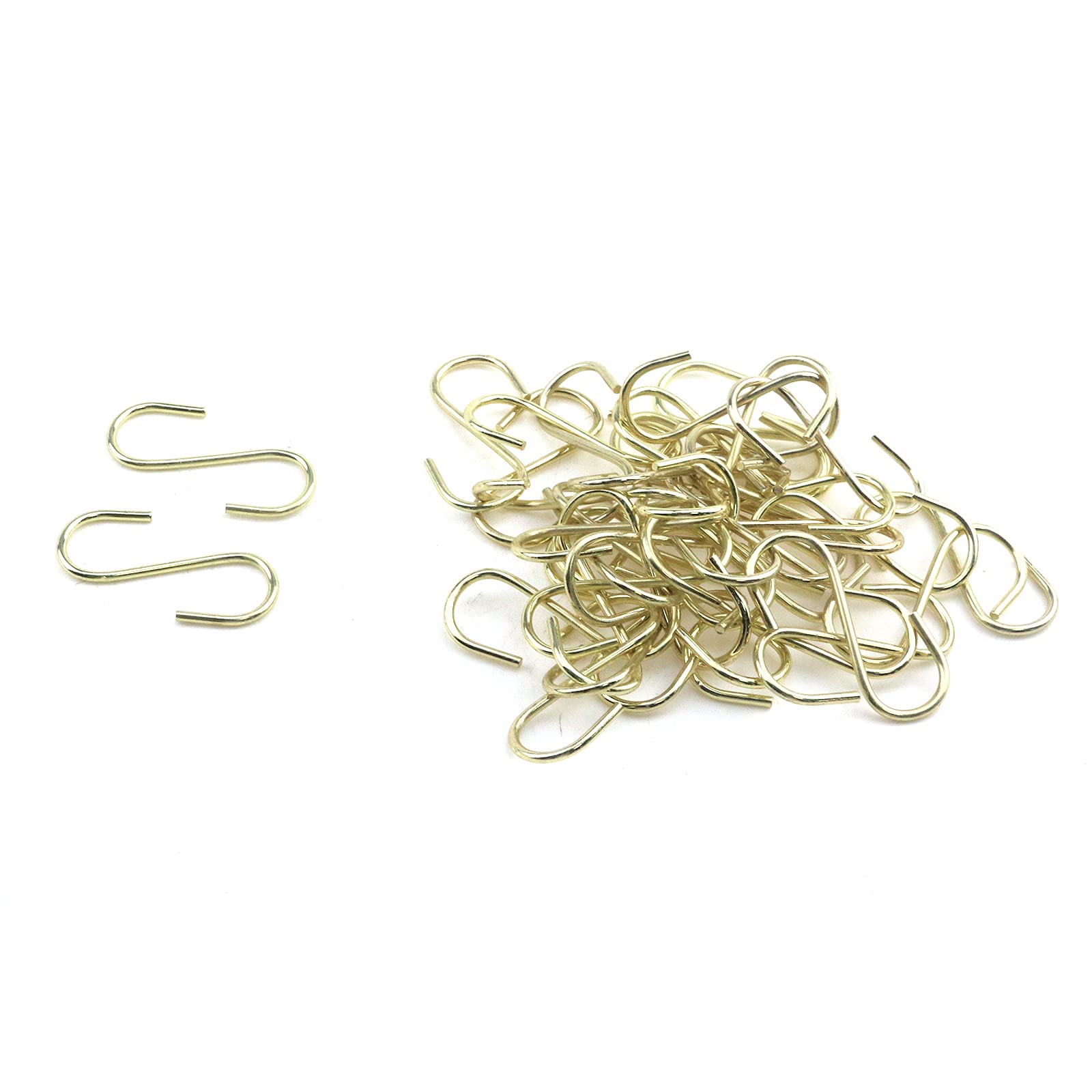 Tulead 40PCS Mini Light Golden S-Shaped Hanging Hooks (2x42mm) - Jewelry Organizer, Purse Hooks, Key Holders for Home, Office & Travel Organization