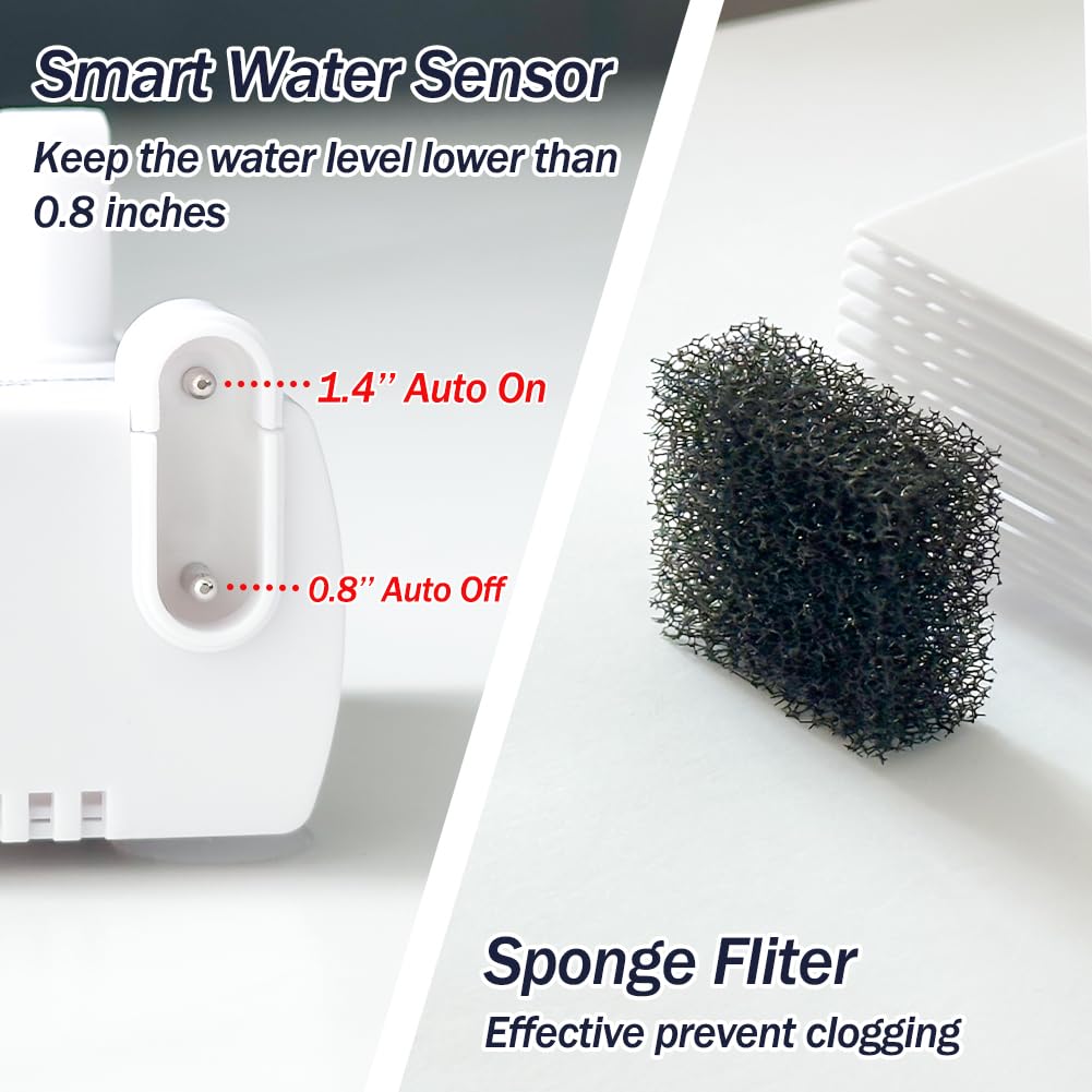 Automatic Small Sump Pump with Water Sensor - 5 FT Lift 55 GPH 115V/230V Mini Condensate Pump with Float Switch - Water Removal for Dehumidifier, Air Conditioner, Ice Maker, Basement - Auto On/Off - Ideal for Home, RV, and Commercial Use
