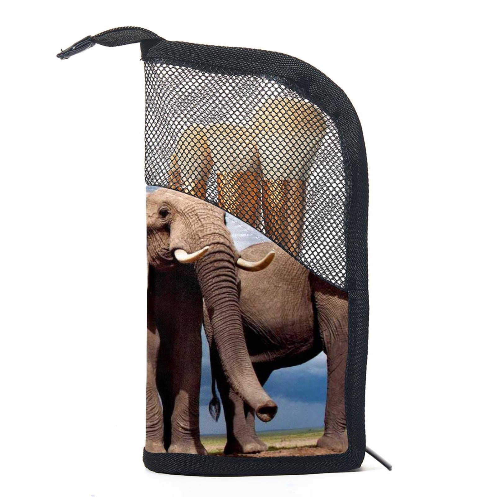 Premium 12-Piece Makeup Brush Organizer Bag with African Elephant Design - Portable Cosmetic Brush Holder Case for Travel, Home & Professional Makeup Artists