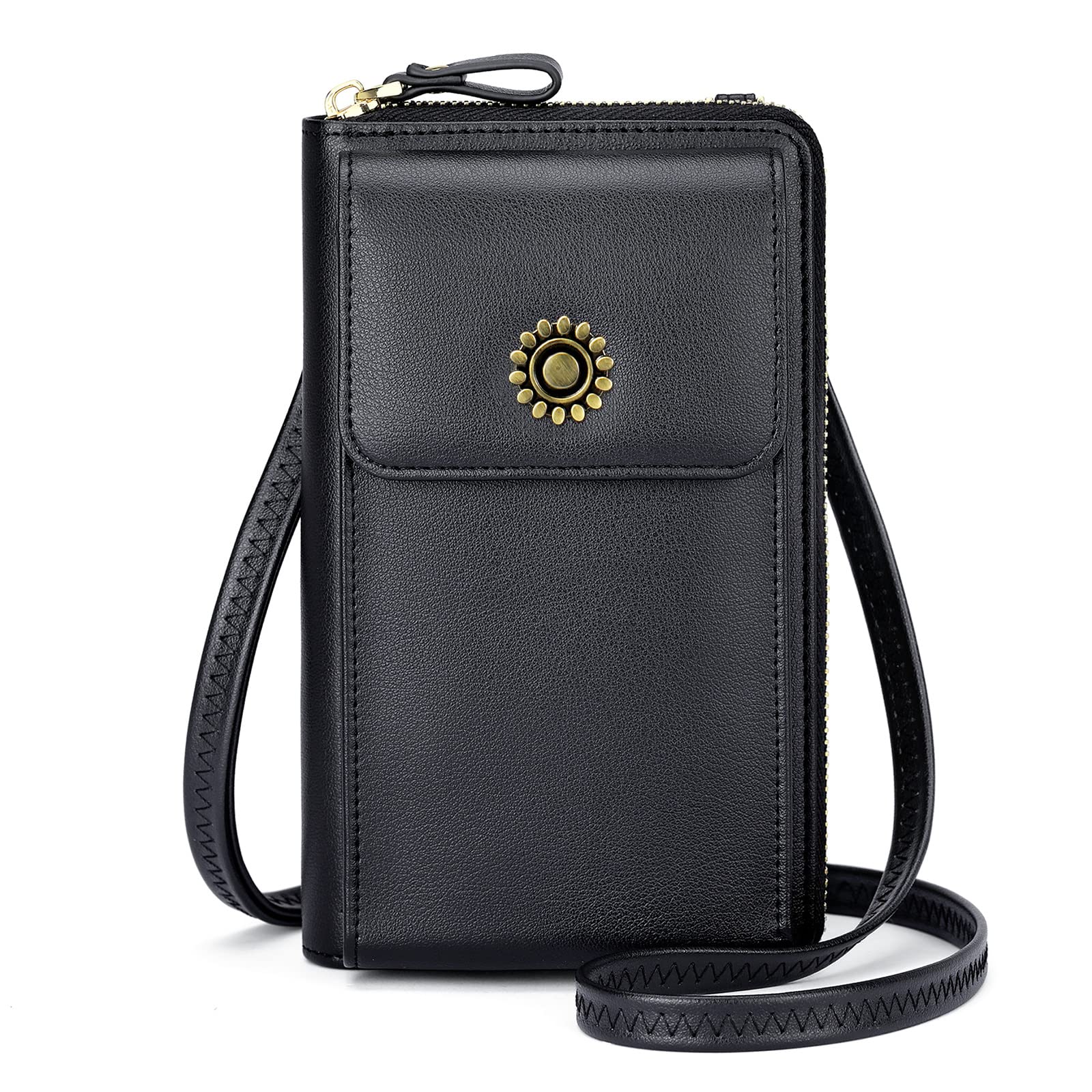 RONSIN RFID Blocking Crossbody Purse for Women - Anti-Theft Cell Phone Wallet & Mini Shoulder Bag - Perfect for Travel, Shopping, and Everyday Use (Black)