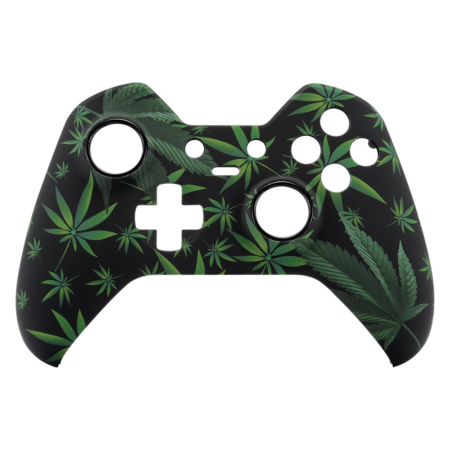 eXtremeRate Green Weeds Leaves Faceplate Cover - Soft Touch Front Shell & Comfortable Grip Replacement Kit for Xbox One Elite Controller Model 1698 with Thumbstick Accent Rings (XOET008) - Perfect for Gaming, Customization & Enhanced Controller Performance