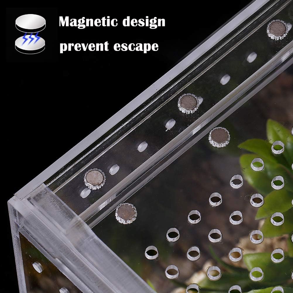 8x4x4 Inch Small Acrylic Tarantula Enclosure with Magnetic Lock - Thickened Terrarium for Isopods, Spiders, Reptiles & Lizards | Perfect for Juvenile Tarantula Habitat & Pet Display