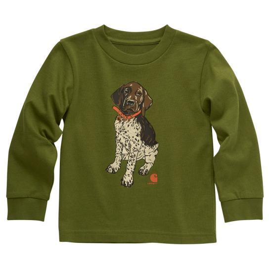 Youth Long Sleeve Puppy Graphic T-Shirt - Cella Green | Cute Dog Lover Apparel for Kids & Teens | Perfect for School, Playdates & Family Outings