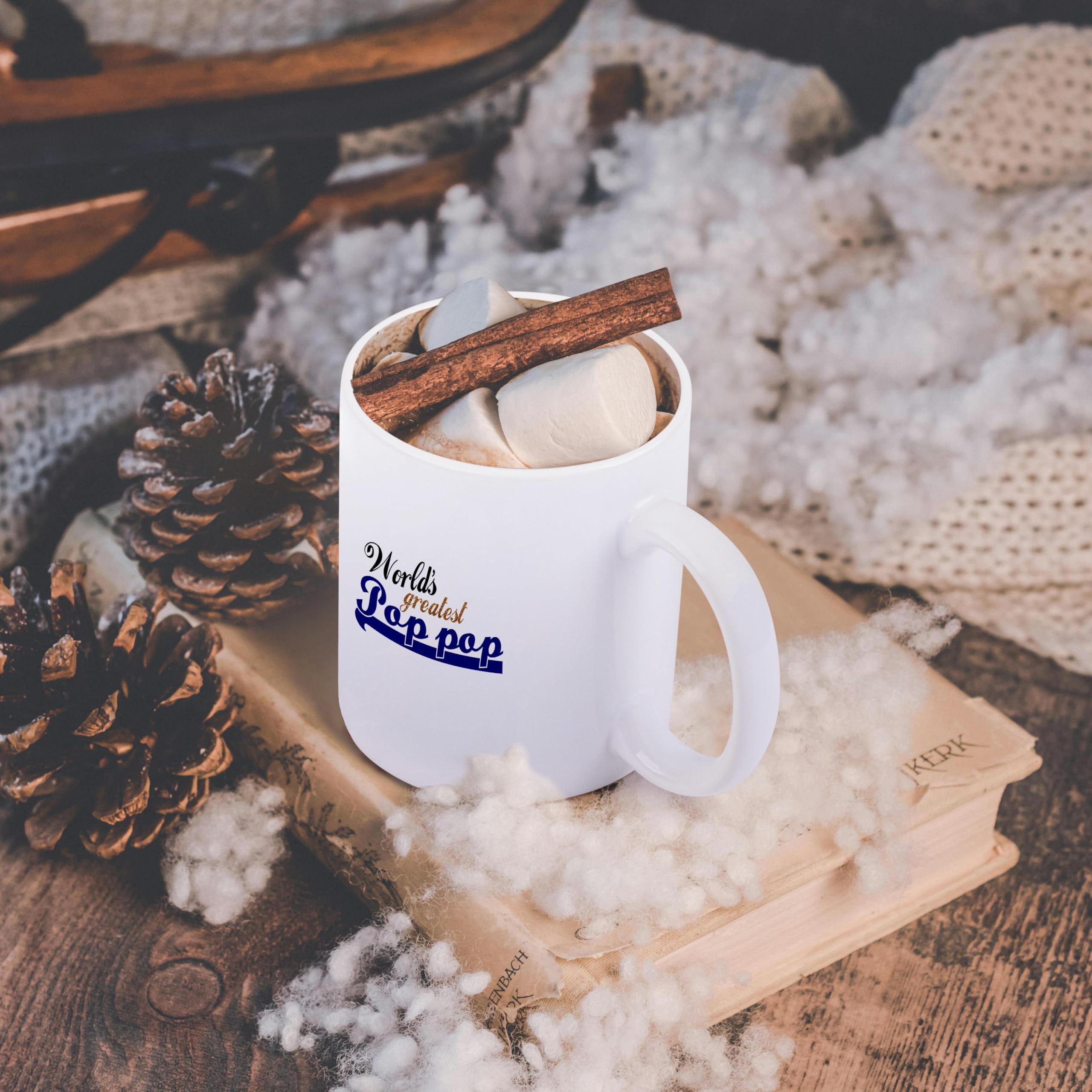 3dRose Worlds Greatest Pop-Pop Grandfather Ceramic Mug - 15oz Best Granddad Grandpa Appreciation Gift for Coffee & Tea Lovers - Perfect for Father's Day, Birthday & Retirement Celebrations