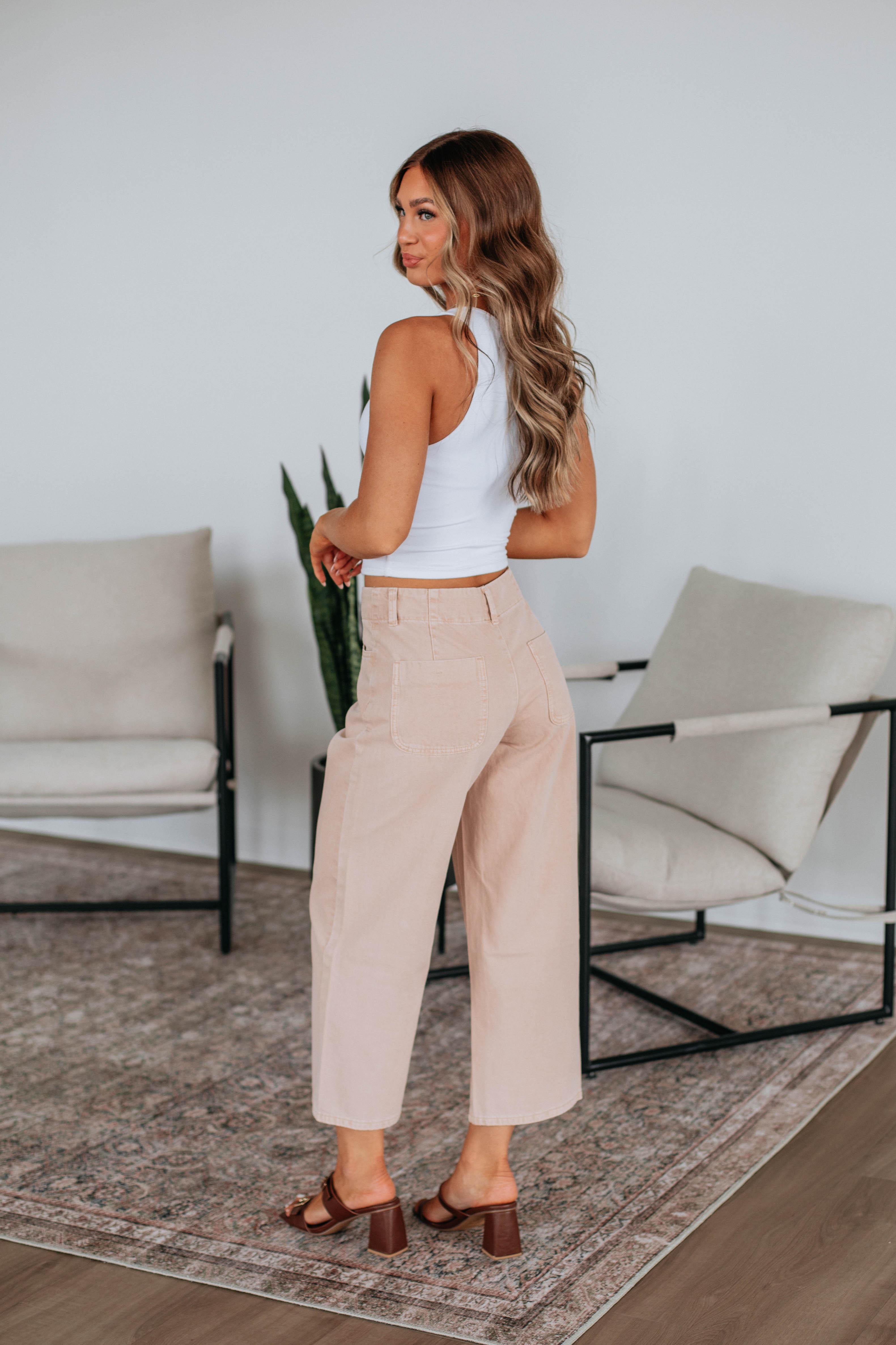 Blithe Wide Leg Pants for Women - High Waisted Linen Trousers in Sunkissed Beige | Comfortable Summer Casual Pants for Office, Travel & Everyday Wear