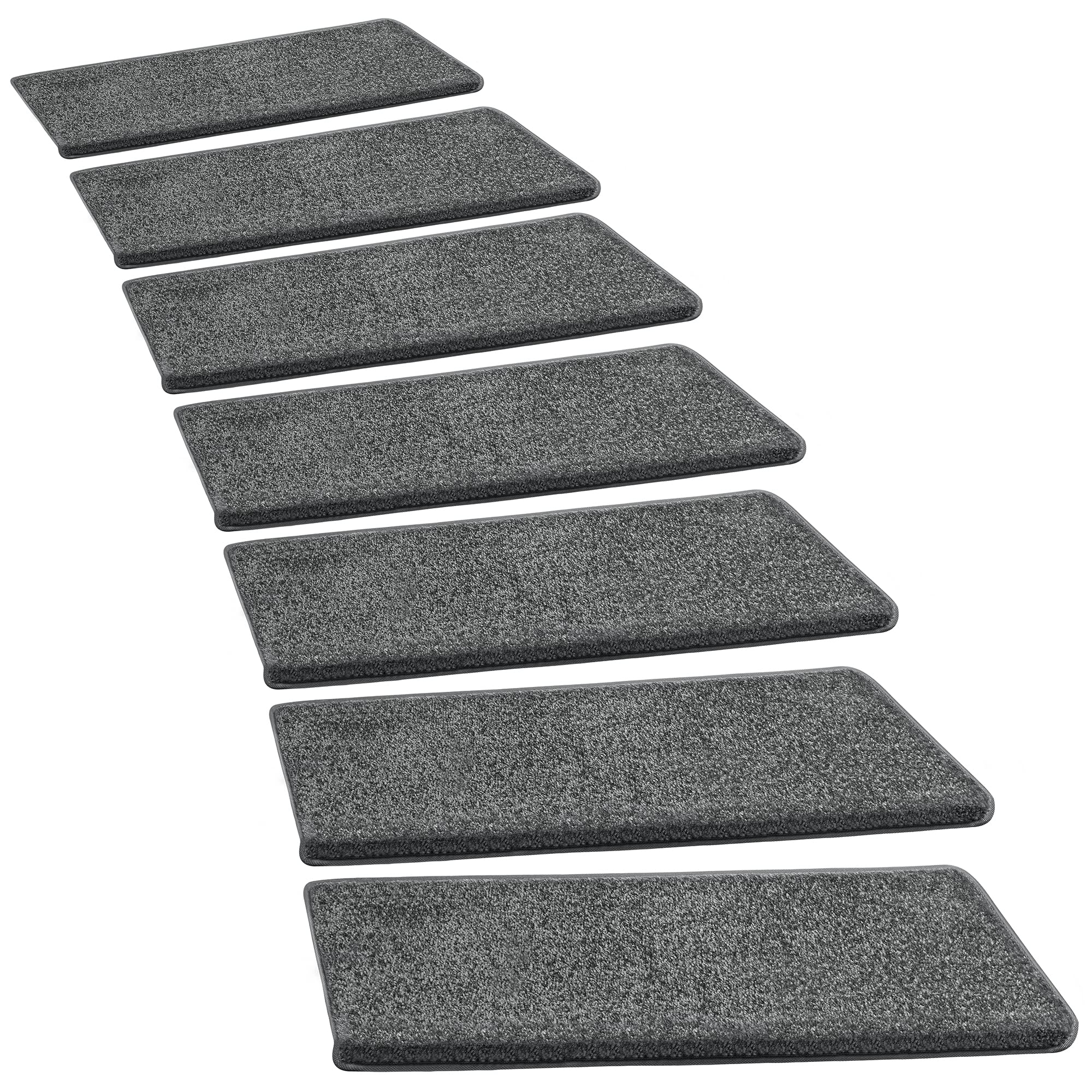 PURE ERA Non-Slip Carpet Stair Treads Set - 14 Pieces Bullnose Tape-Free Indoor Stair Protectors, Pet Friendly Washable Rugs, Soft Skid-Resistant Dark Gray Covers (9.5