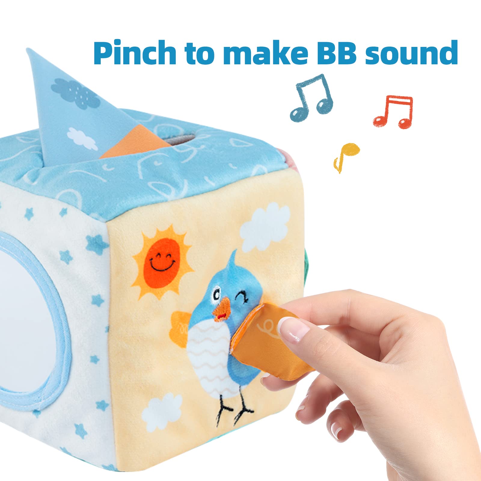 Twefex Baby Tissue Box Toy - Montessori Sensory Learning Toy for 6-12 Month Old Infants & Toddlers | Magic Pull Out Tissue Box for Fine Motor Skills Development | Perfect Baby Shower Gift & Daycare Activity Toy for Boys & Girls