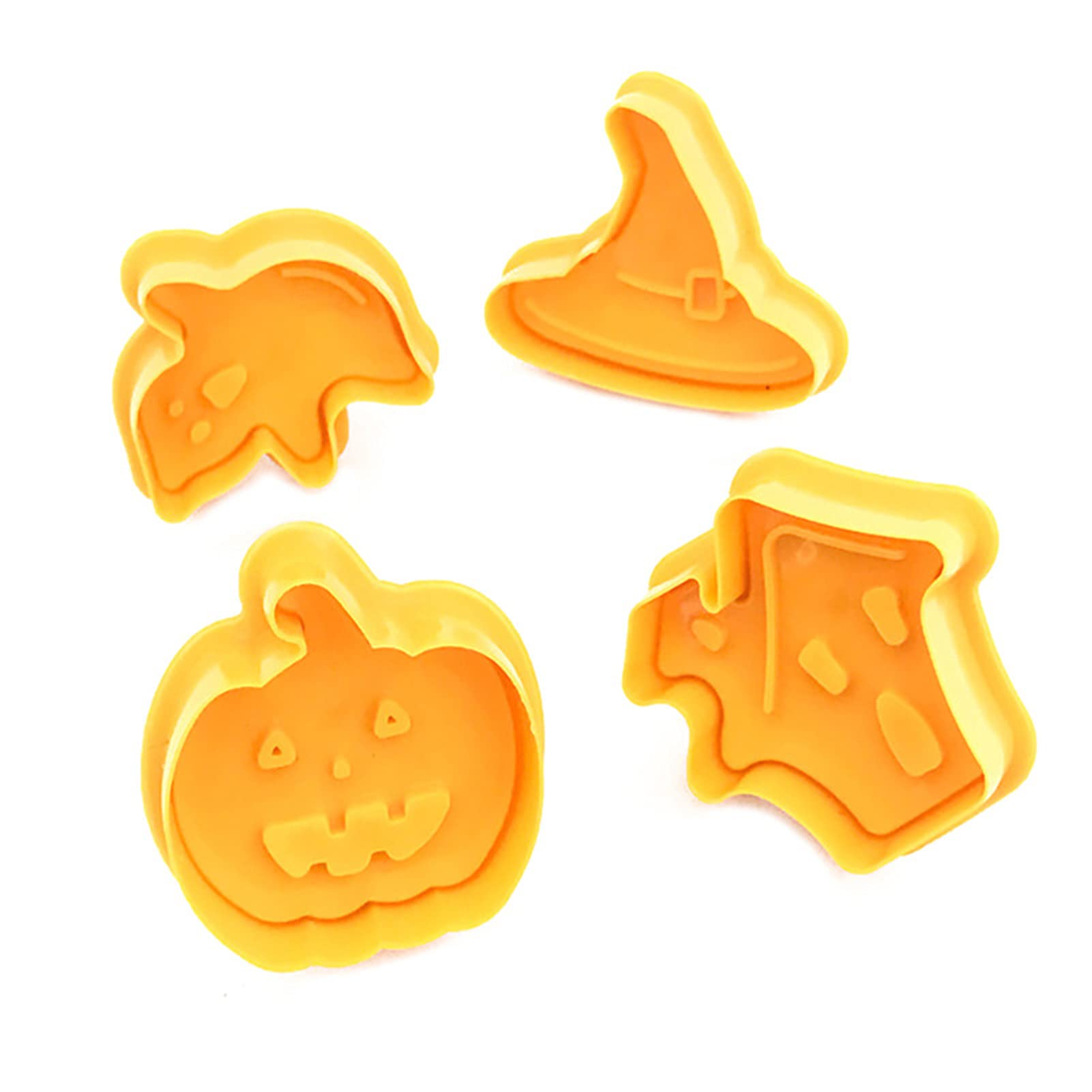 4 Pcs 3D Halloween Cookie Cutters Set - Pumpkin Ghost Shape Baking Molds for Cookies, Fondant & Dough - Non-Stick Easy Release Decorating Tools for Halloween Party, Baking Gifts & Holiday Treats