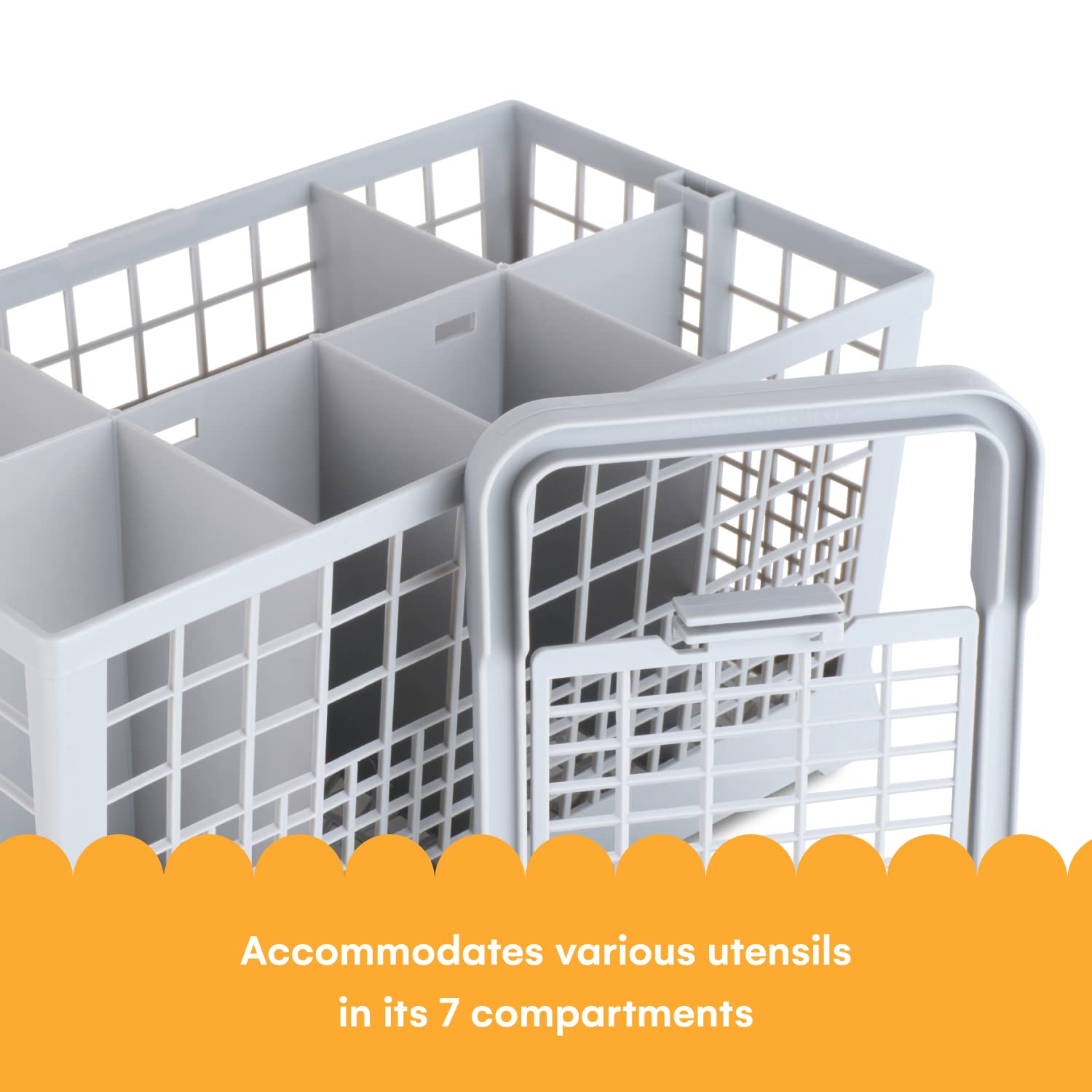 Noa Store Universal Dishwasher Silverware Basket with 7 Compartments & Handle - Cutlery Organizer & Drainer for Kitchen - Fits Baby Bottles, Utensils, Kitchen Tools - Perfect for Dishwashers, Meal Prep & Home Organization