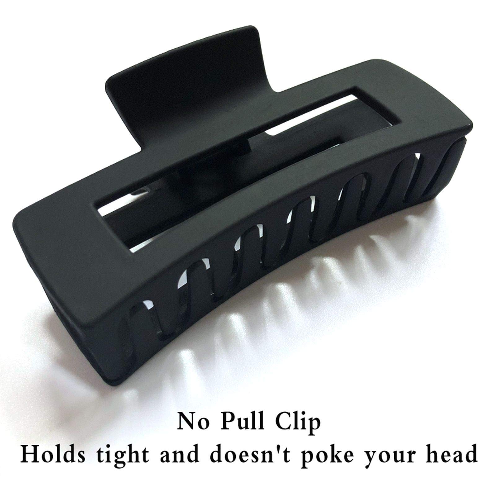 4 Inch Matte Clear No Slip Hair Claw Clips for Women - 3 Pack Large Rectangle Jaw Clamps for Thick Hair | Perfect for Updos, Ponytails & Everyday Styling