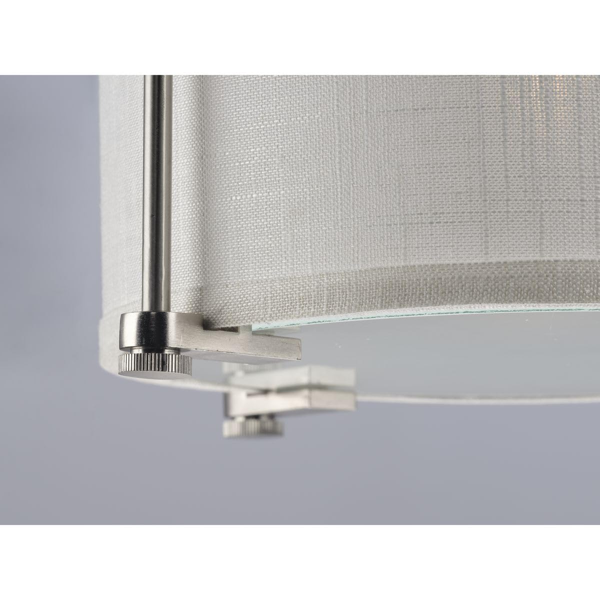 Marche Collection 4-Light Polished Nickel Grey Mylar Shade Luxe Pendant Light - Modern Dining Room Chandelier for Kitchen Island, Bedroom & Living Room Lighting