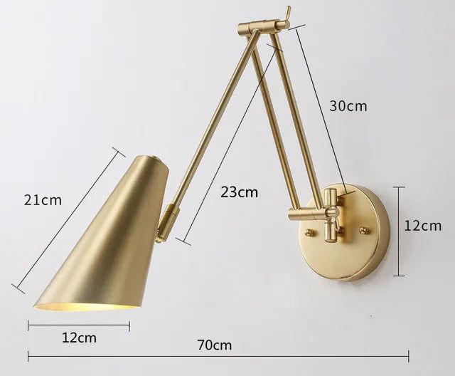 Long Arm Swing Wall Lamp with Internal Touch Sensor - Modern Dimmable LED Light for Bedroom, Living Room, and Hallway