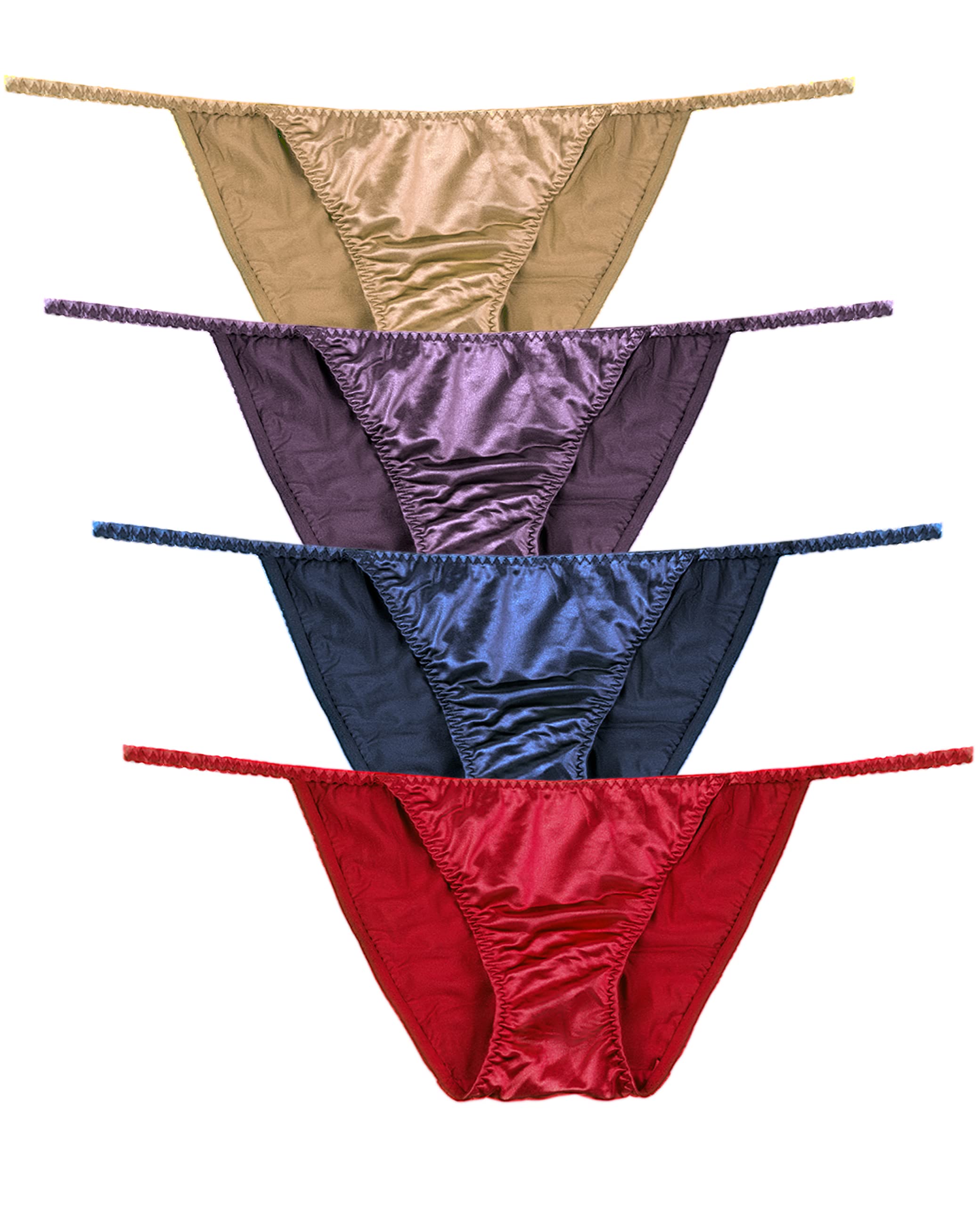 Silky Satin Tanga Panties for Women - Sexy Plus Size Underwear Multi-Pack (3/5 Pack) - Comfortable & Breathable for Daily Wear, Sleep & Special Occasions