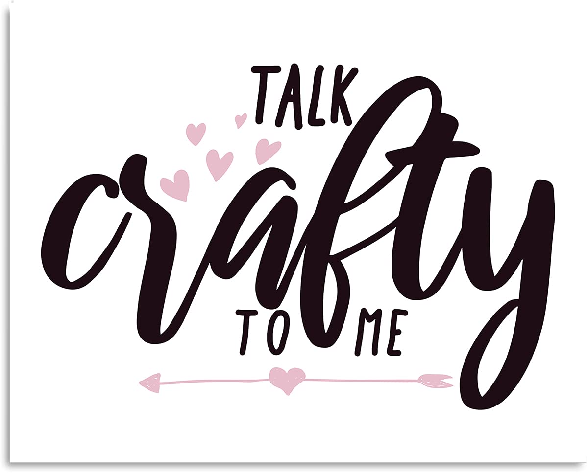Govivo Talk Crafty To Me - Cute Craft Room Wall Art Decor Print, White Background Canvas Art, Unframed Poster for Home & Office - Perfect for DIY Craft Rooms, Scrapbooking Spaces & Creative Studios