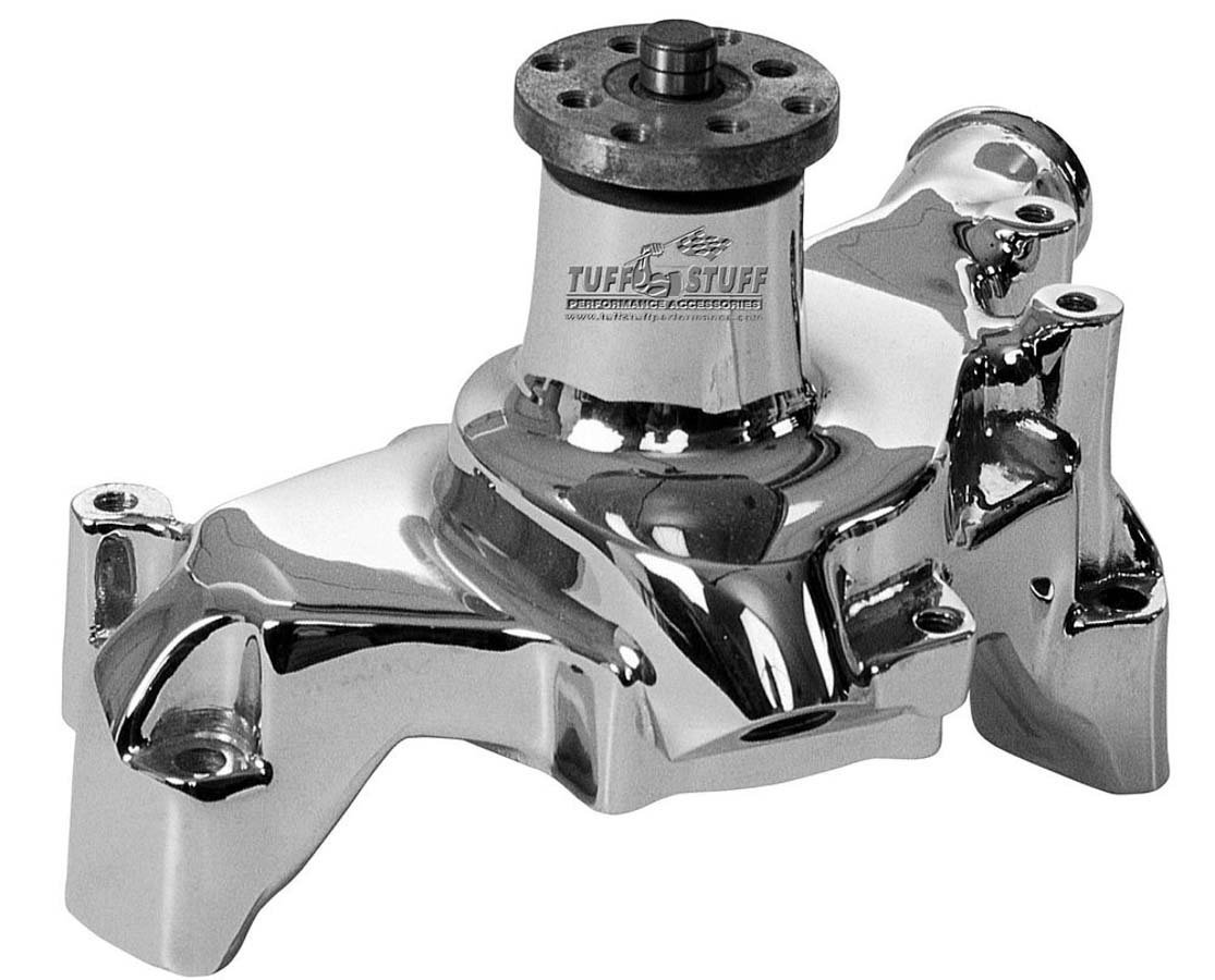 Tuff Stuff 1511NB Polished Aluminum Long Water Pump for Small Block Chevy Engines - High Performance Cooling for Chevy 283 327 350 400 V8 - Perfect for Hot Rods, Muscle Cars & Classic Chevy Restoration Projects